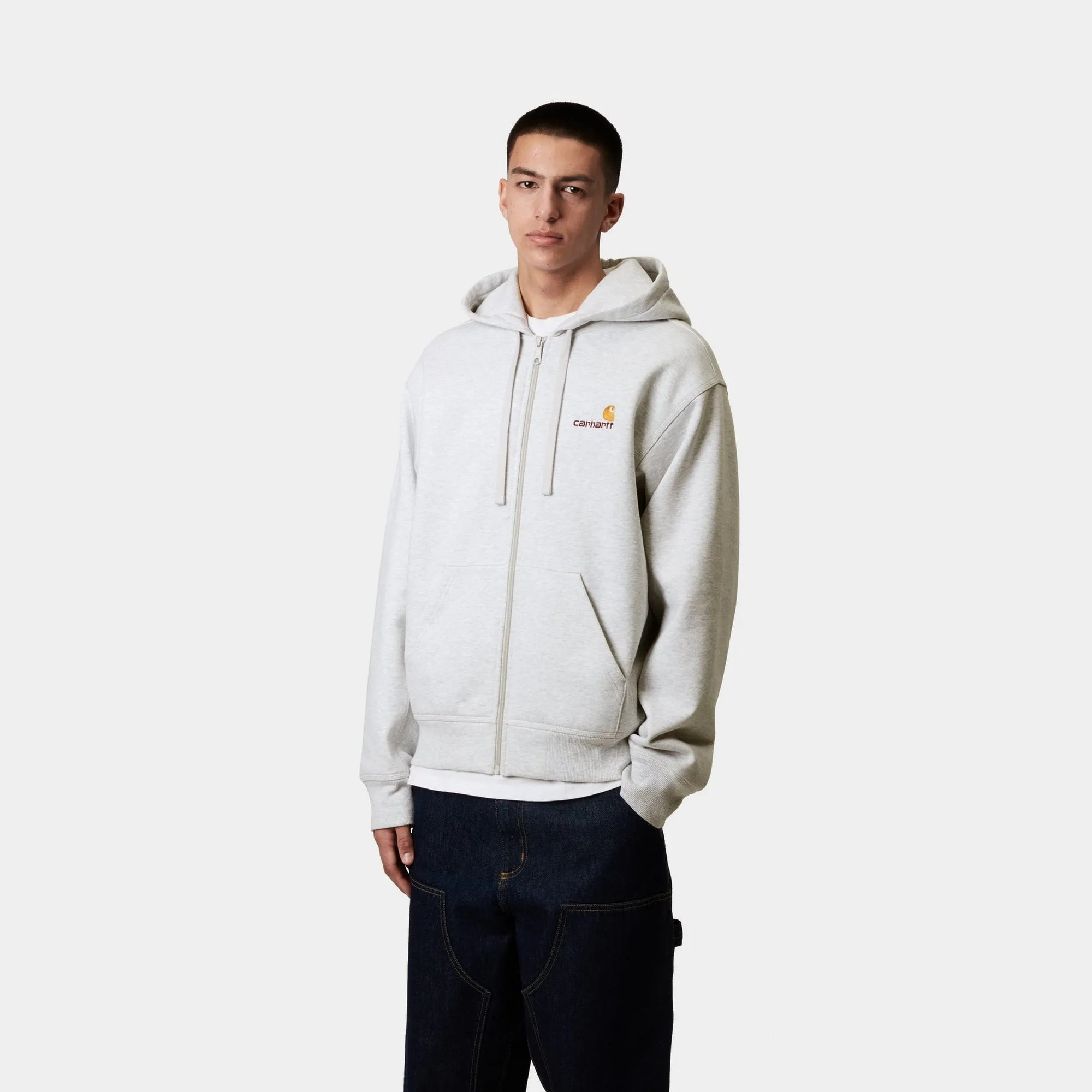 Hooded American Script Jacket | Ash Heather Carhartt WIP