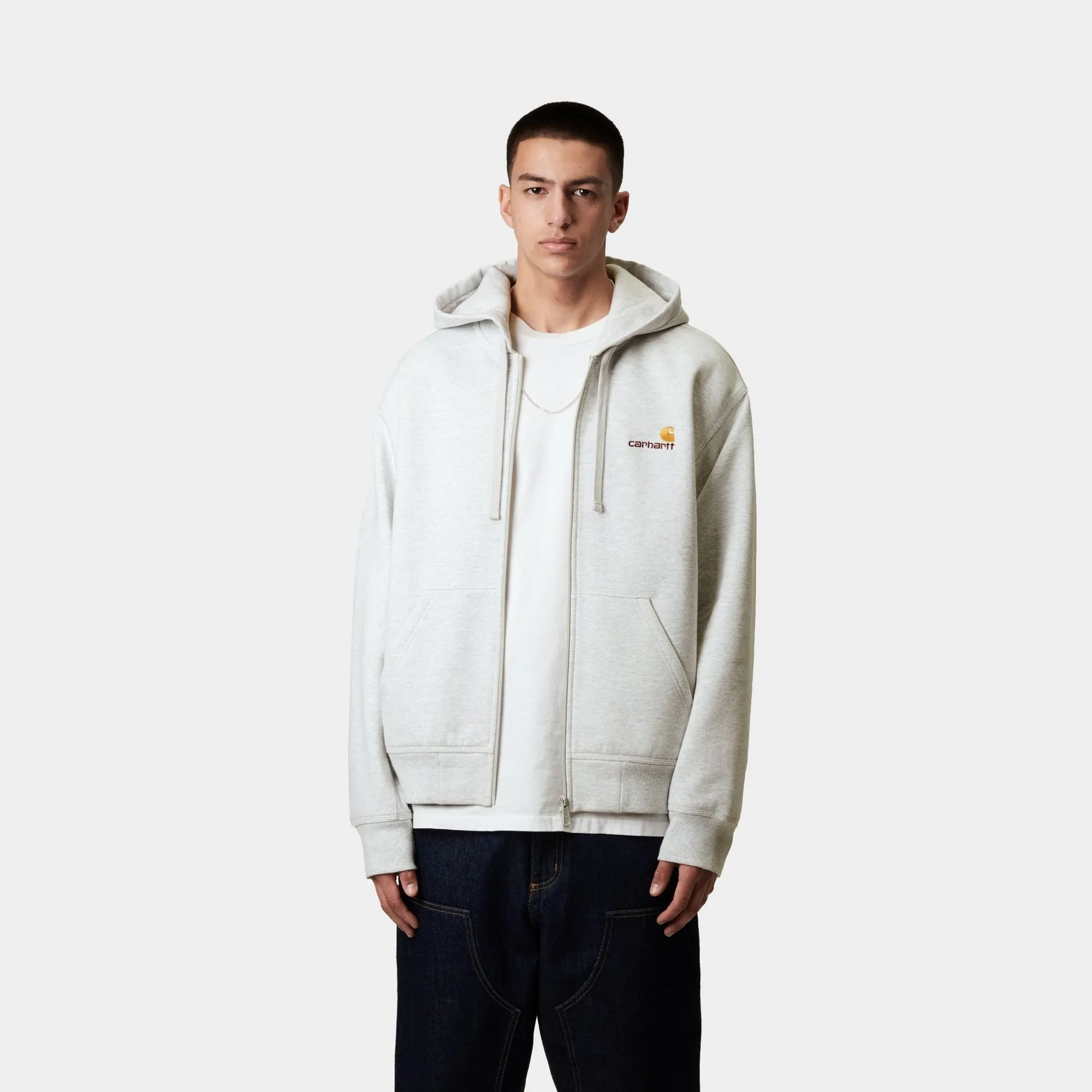 Hooded American Script Jacket | Ash Heather Carhartt WIP