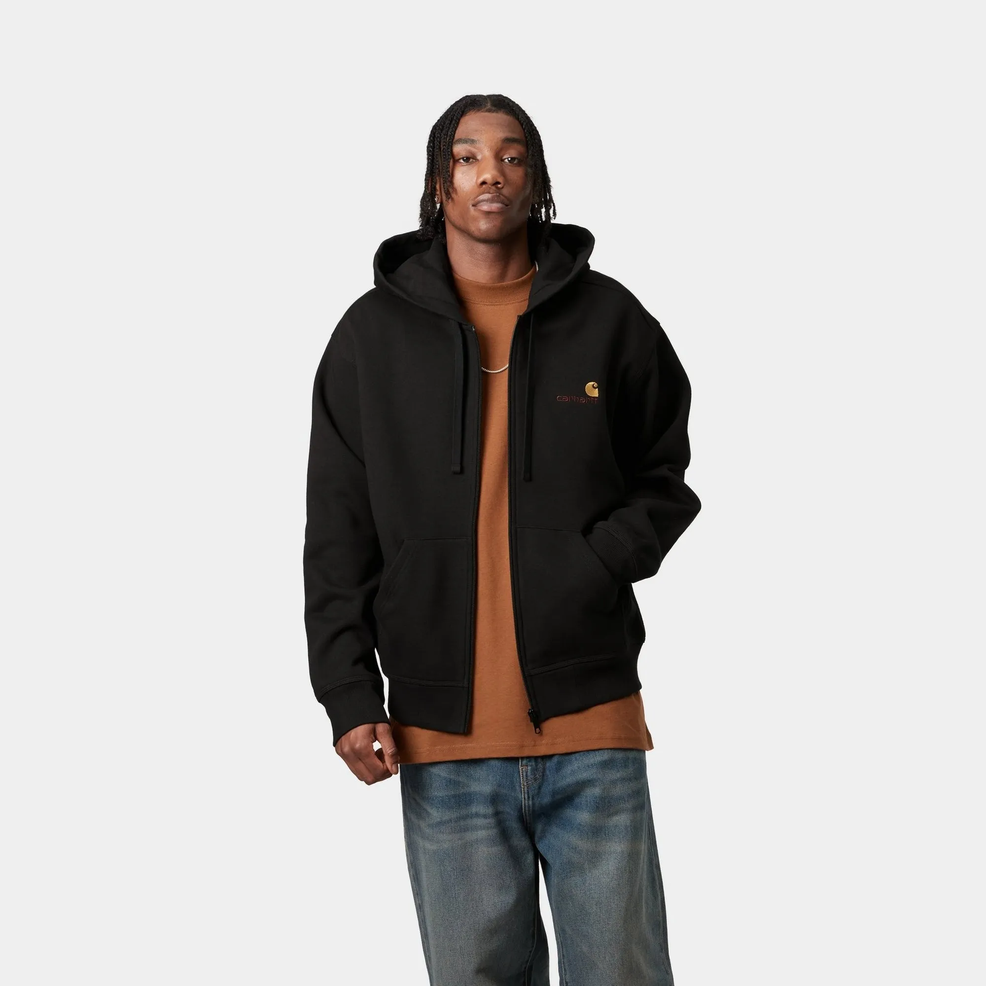 Hooded American Script Jacket | Black Carhartt WIP