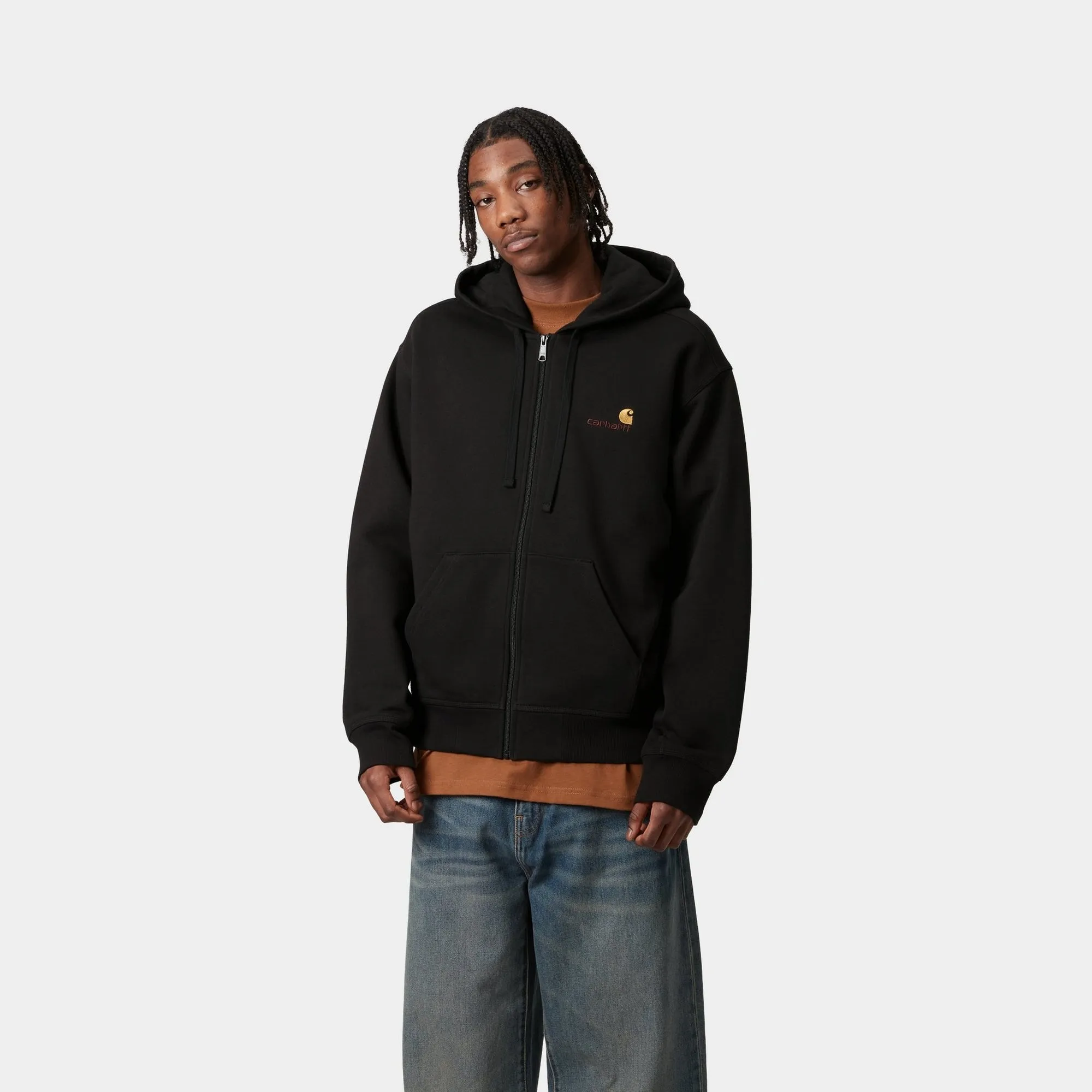 Hooded American Script Jacket | Black Carhartt WIP