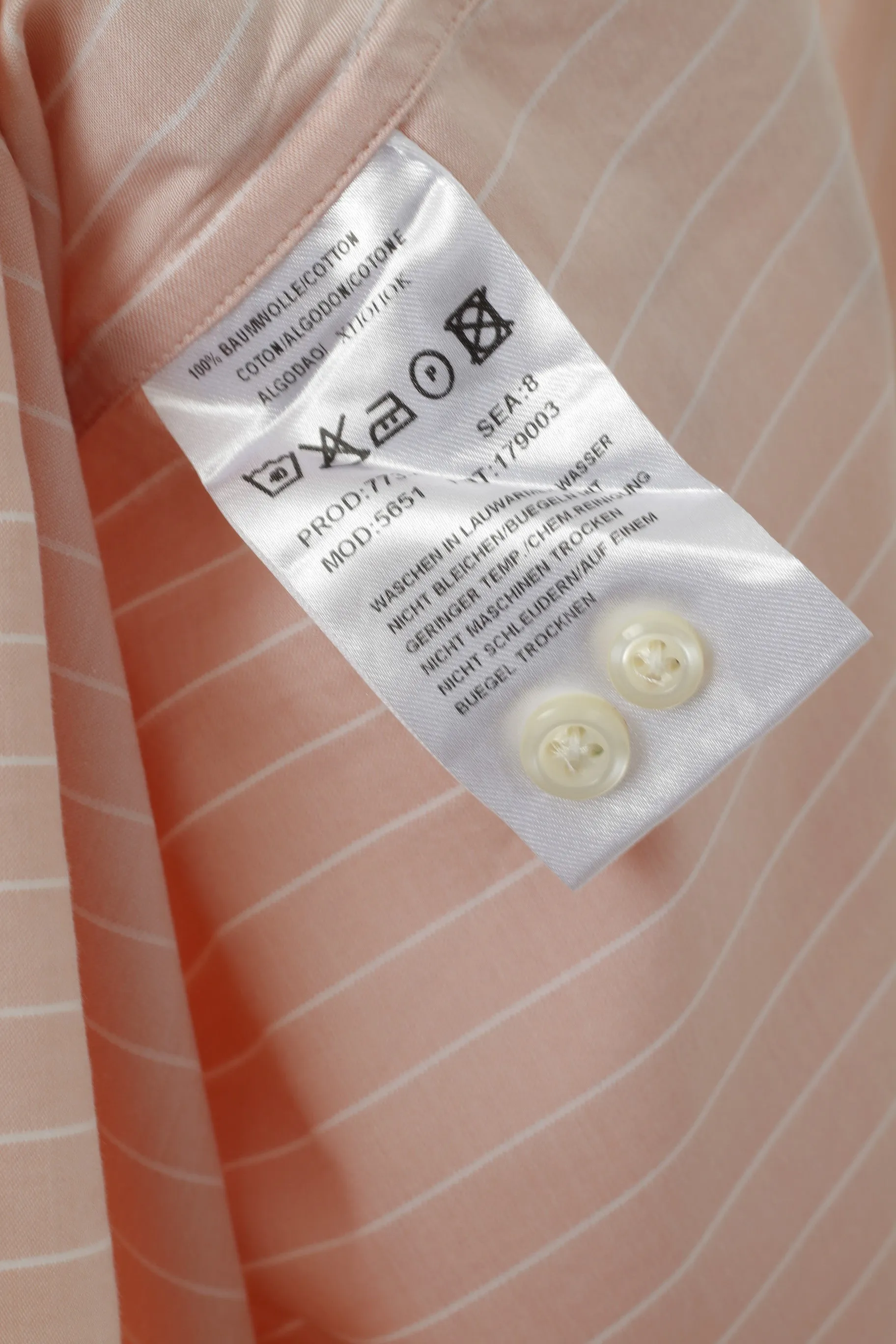 Hugo Boss Men 40 15.5 L Casual Shirt Light Pink Striped Cotton Long Sleeve Top