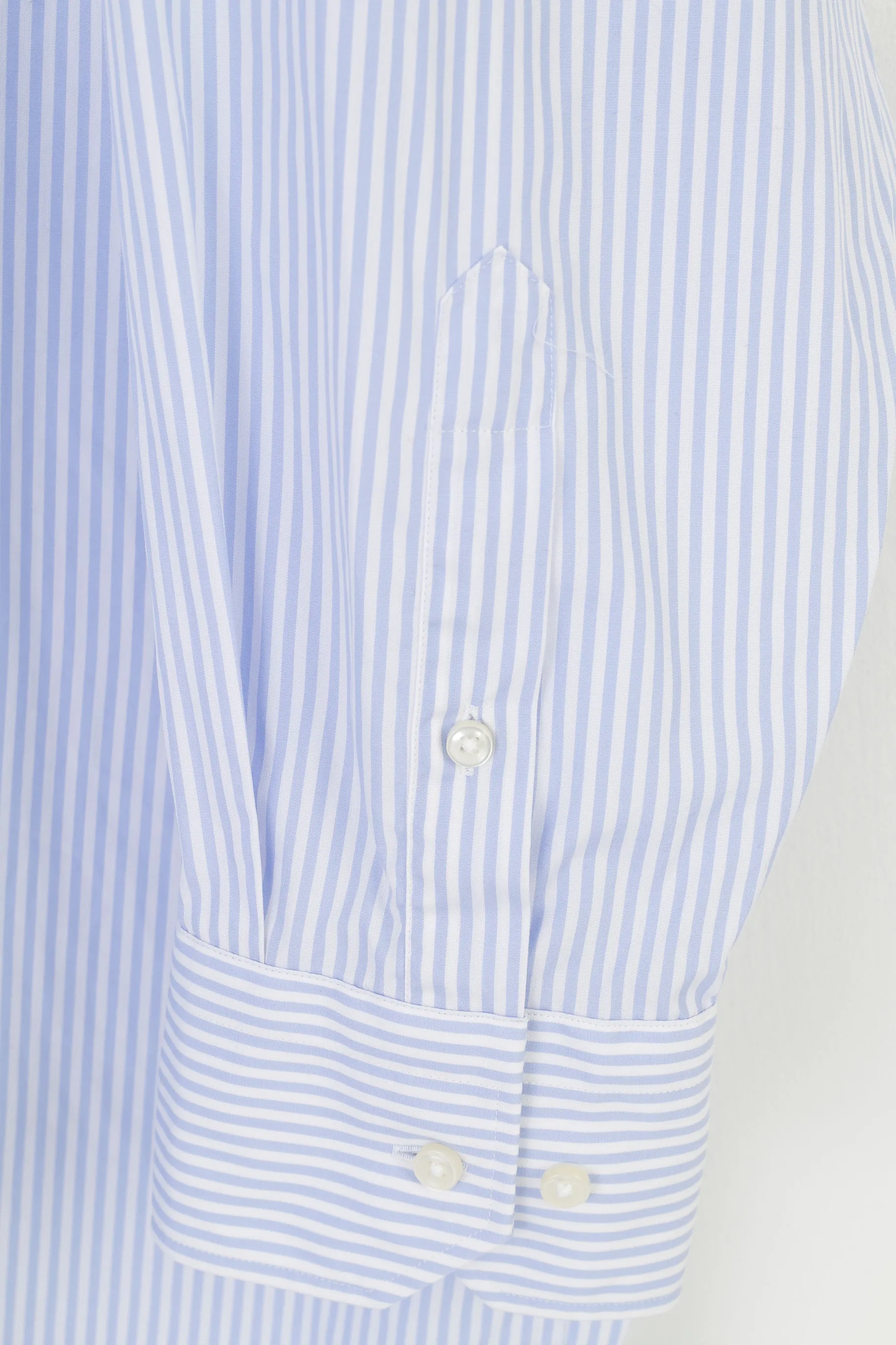 Hugo Boss Men 49 19 1/2 Casual Shirt Striped Blue Long Sleeve Fit Cotton Top