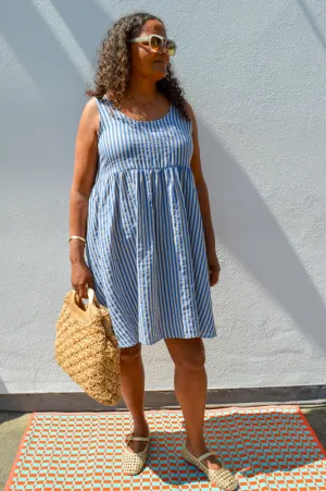 ICHI Foxa Blue Striped Mini Dress