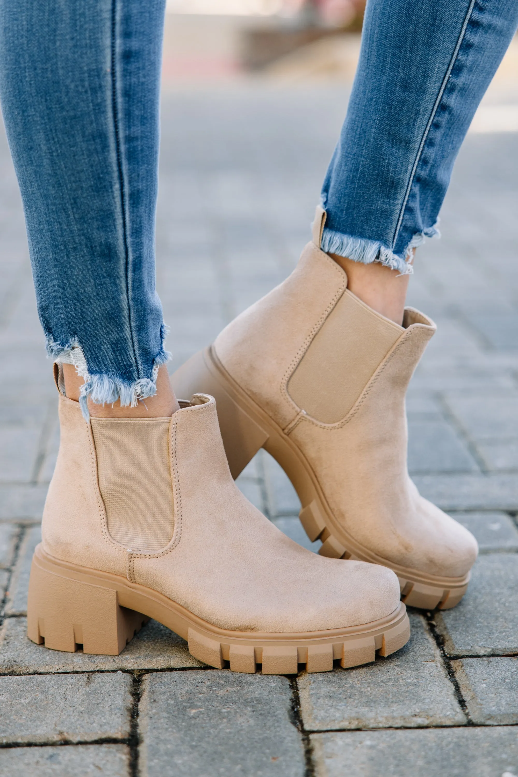 In My Future Taupe Brown Chelsea Booties