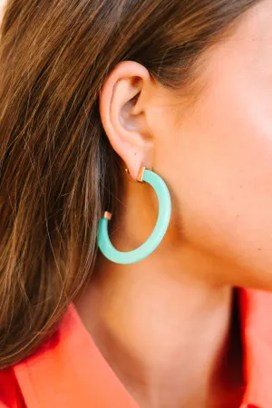 It's All On You Teal Green Hoop Earrings