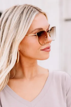 It's Fate Gradient Brown Lense Gold Sunglasses