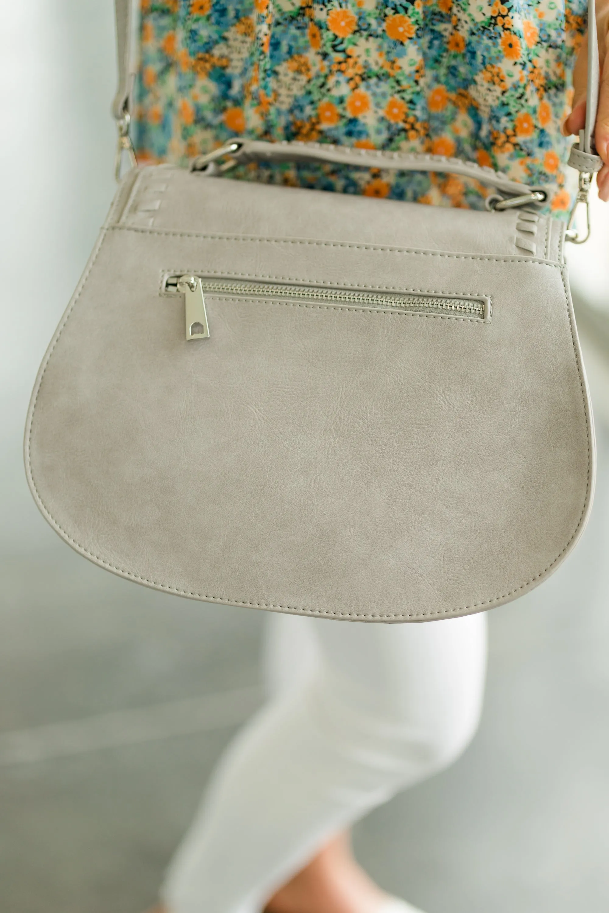 It's Your Time Dove Gray Saddle Crossbody
