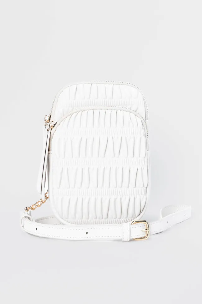 Ivory Ruched Crossbody Purse
