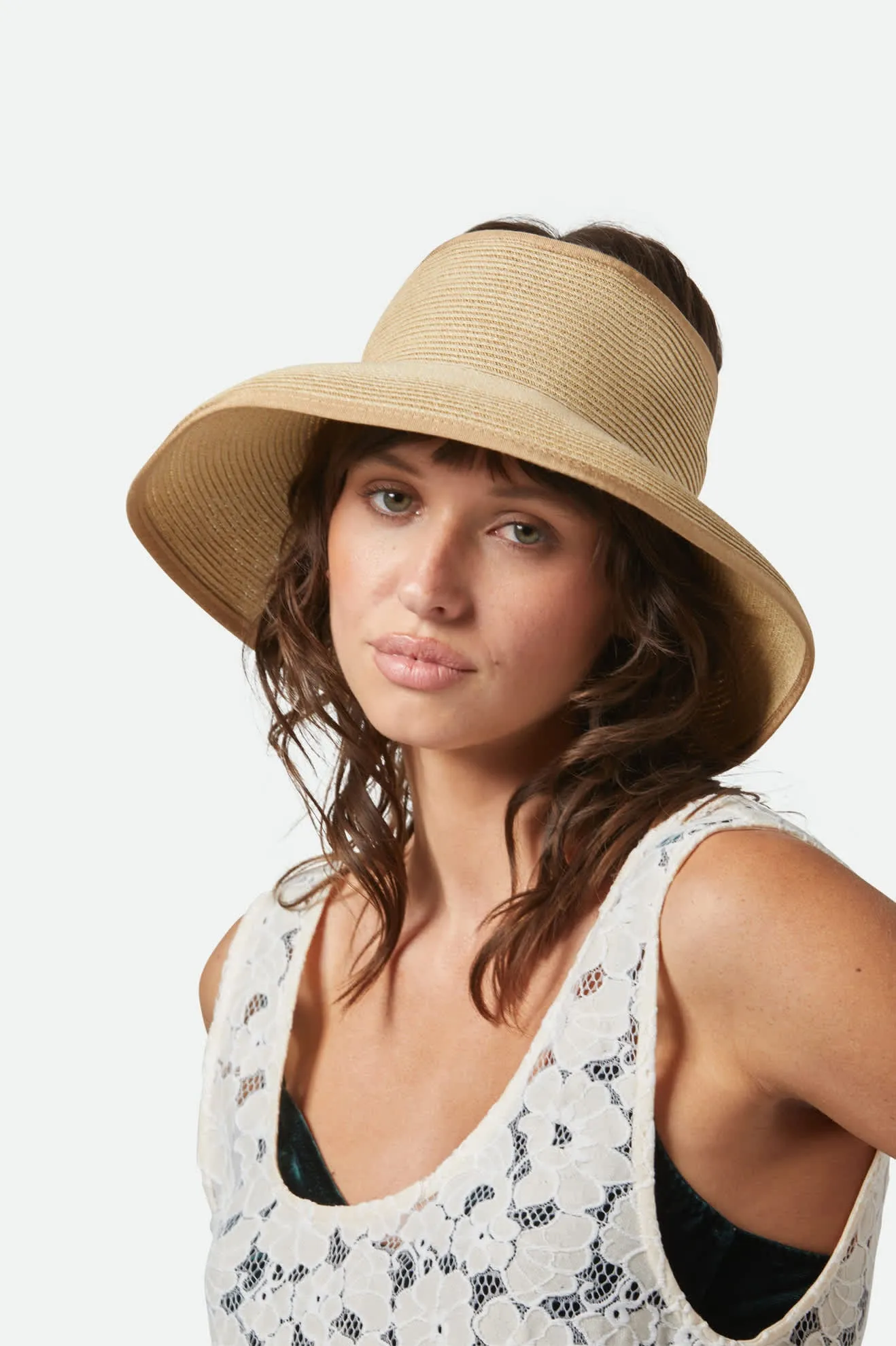 Ivy Packable Straw Visor - Tan Brixton