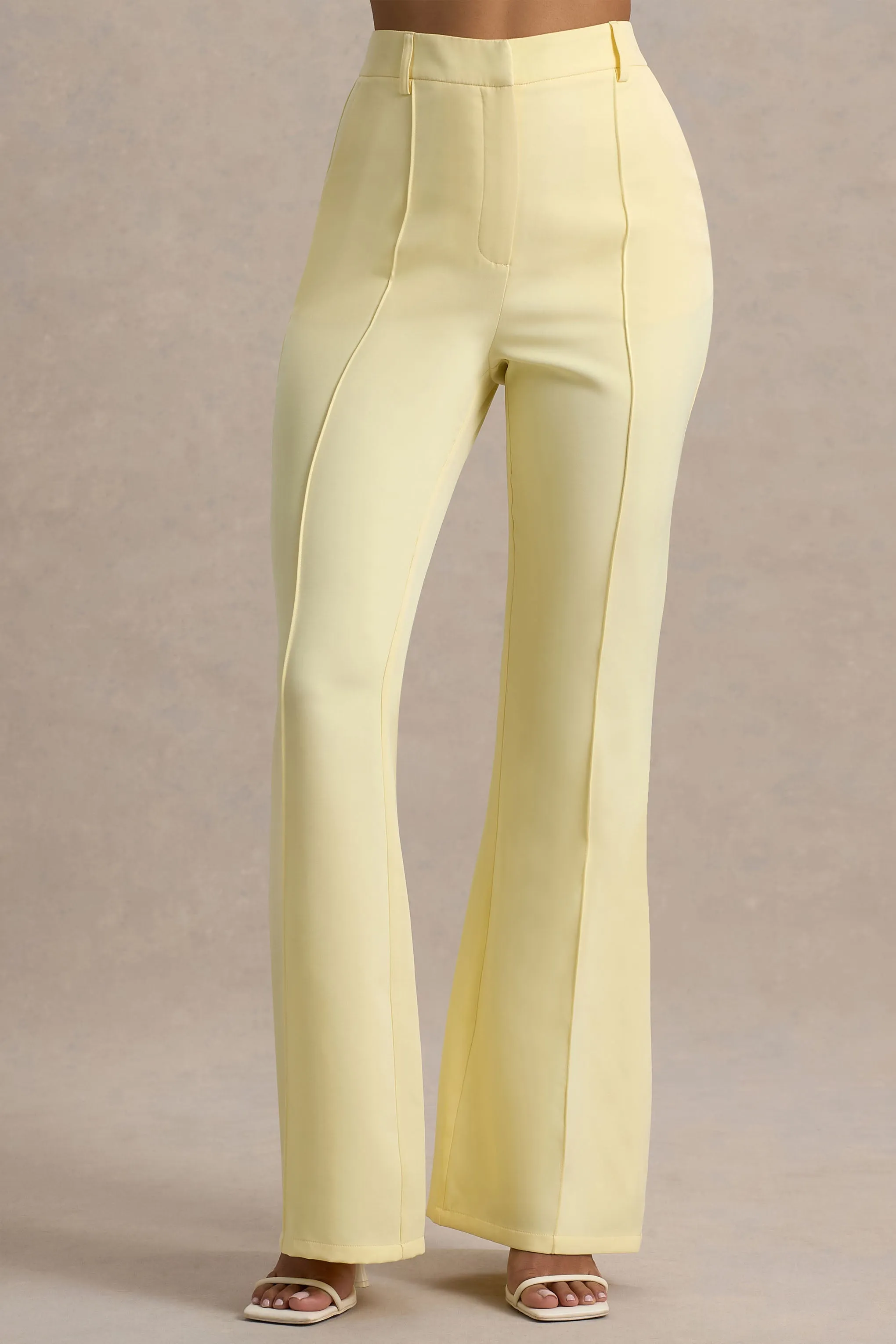Jada | Lemon Tailored Flared-Leg Trousers Club L London
