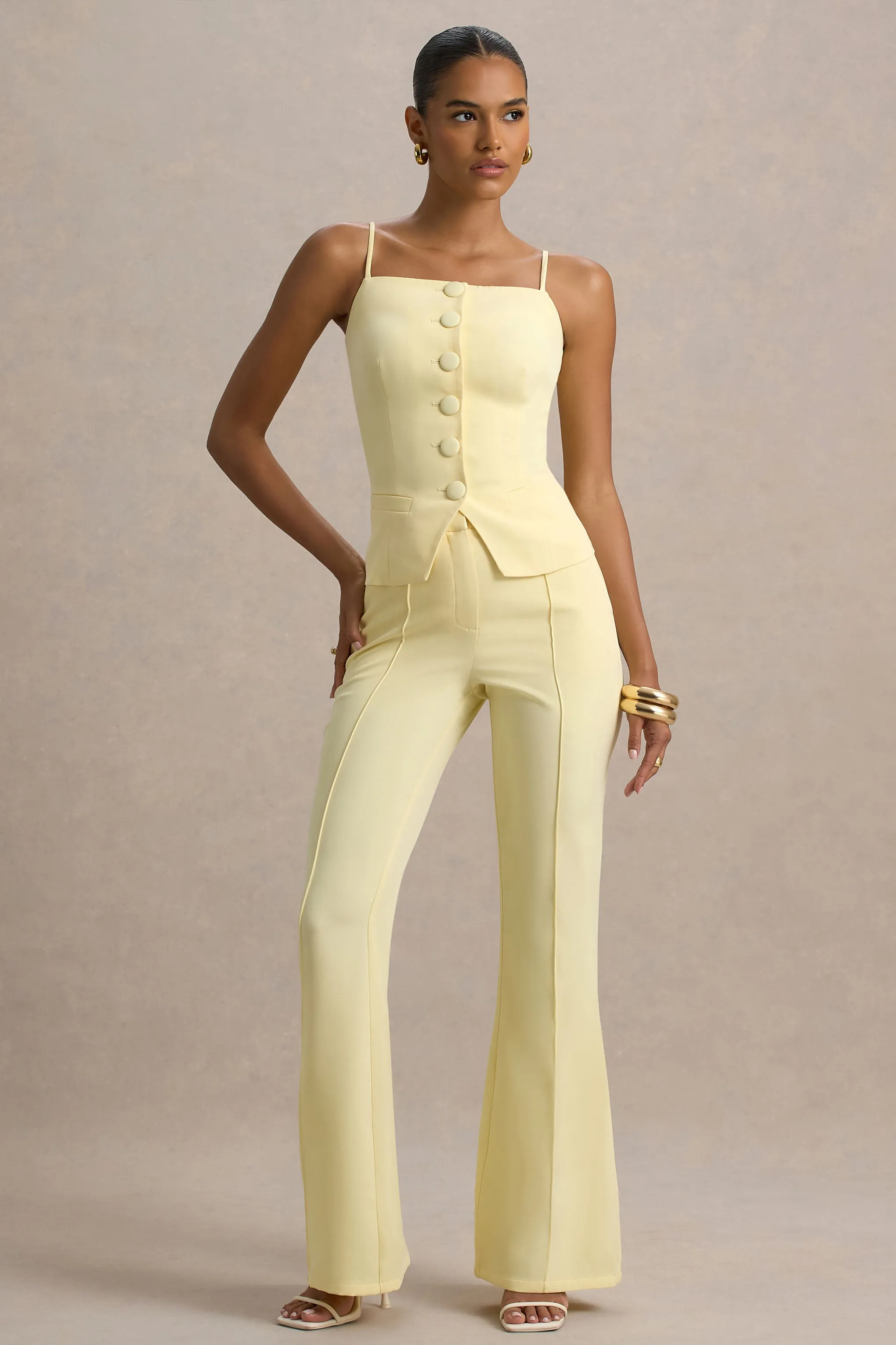 Jada | Lemon Tailored Flared-Leg Trousers Club L London