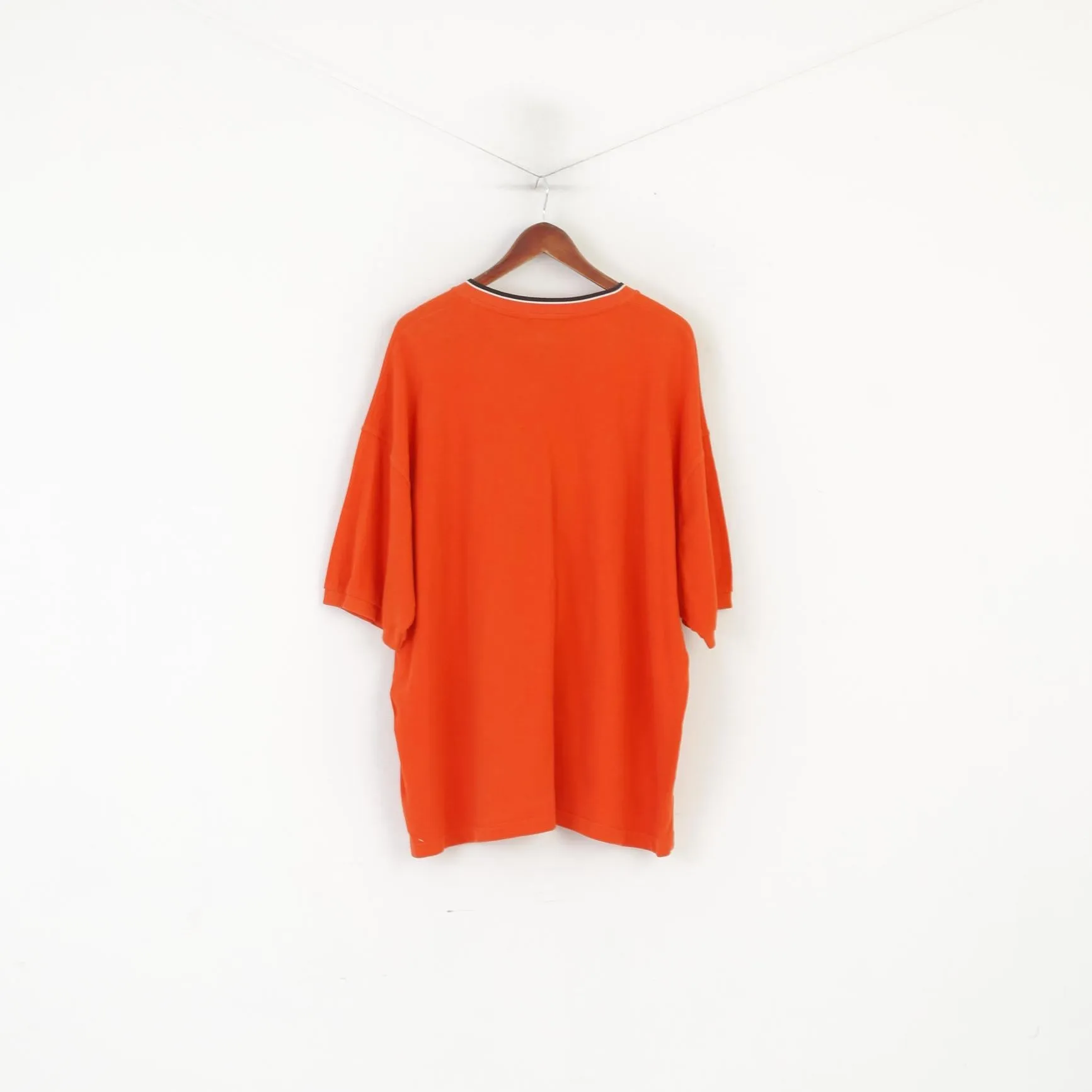 John F. Gee Jeanswear Men 68/70 XXXL T- Shirt Orange Cotton V Neck Vintage 90's Top