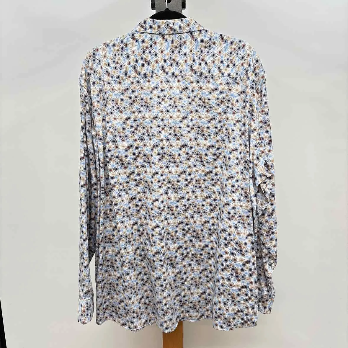 Johnston & Murphy Men's Size XXL Blue Cotton circles Long Sleeve Shirt