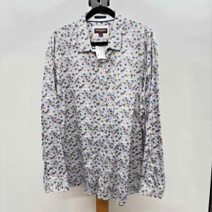 Johnston & Murphy Men's Size XXL Blue Cotton circles Long Sleeve Shirt