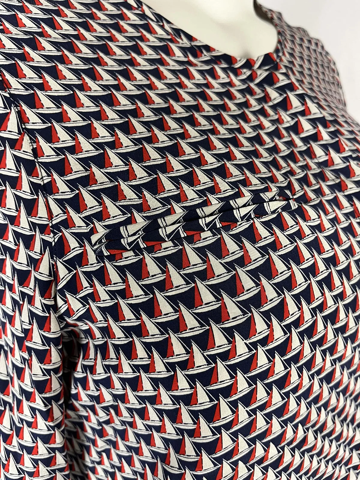 Joie Size L (14)  Red, White & Blue Sailboats Shirt