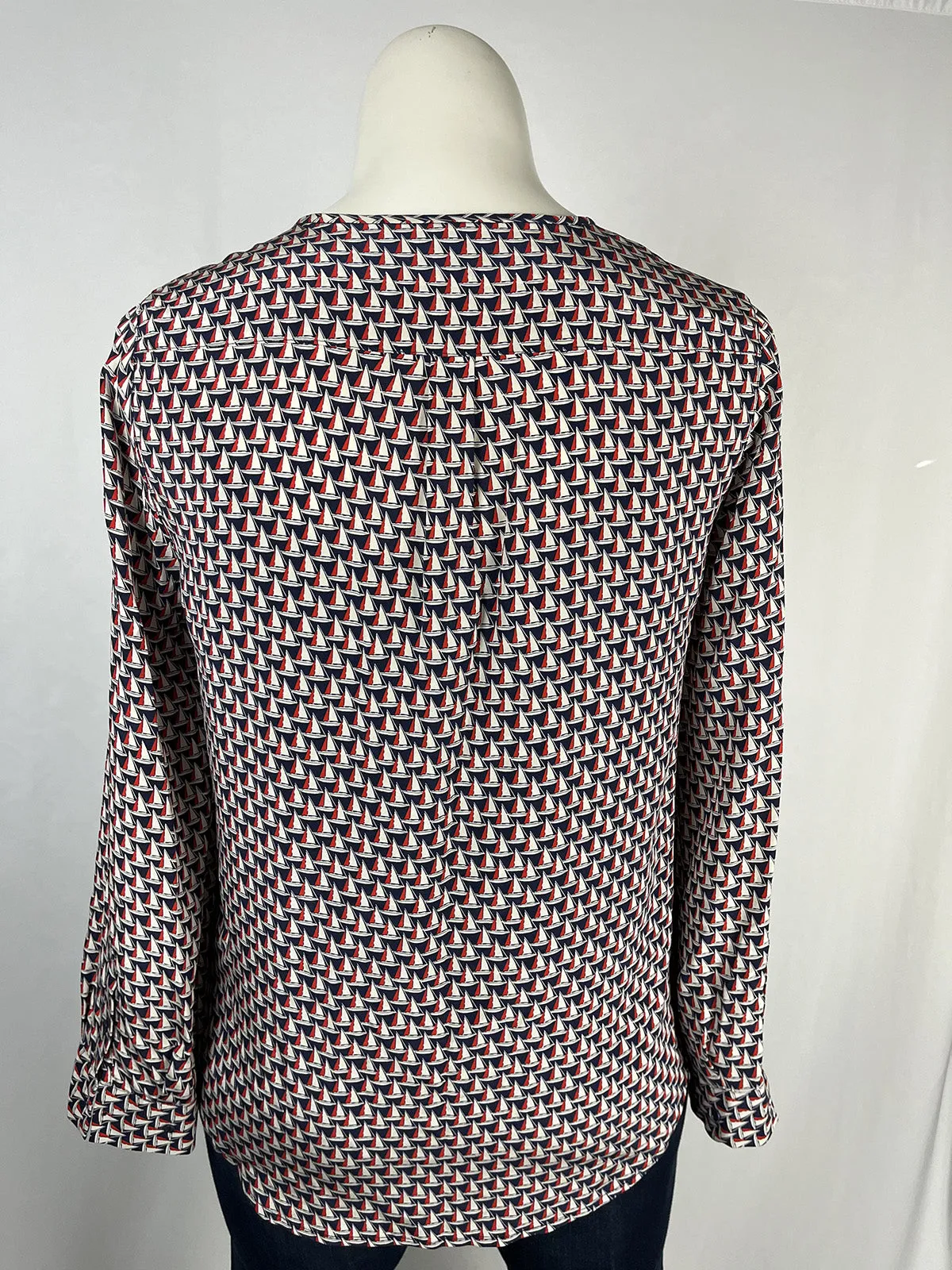 Joie Size L (14)  Red, White & Blue Sailboats Shirt