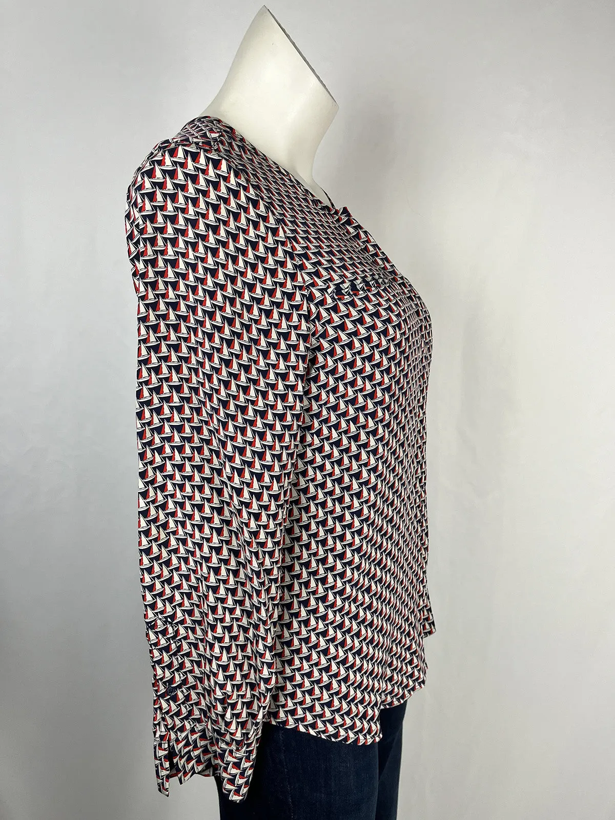 Joie Size L (14)  Red, White & Blue Sailboats Shirt