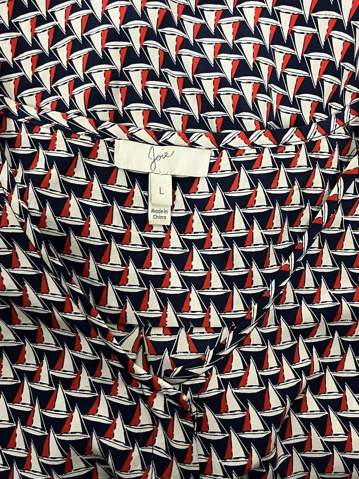 Joie Size L (14)  Red, White & Blue Sailboats Shirt