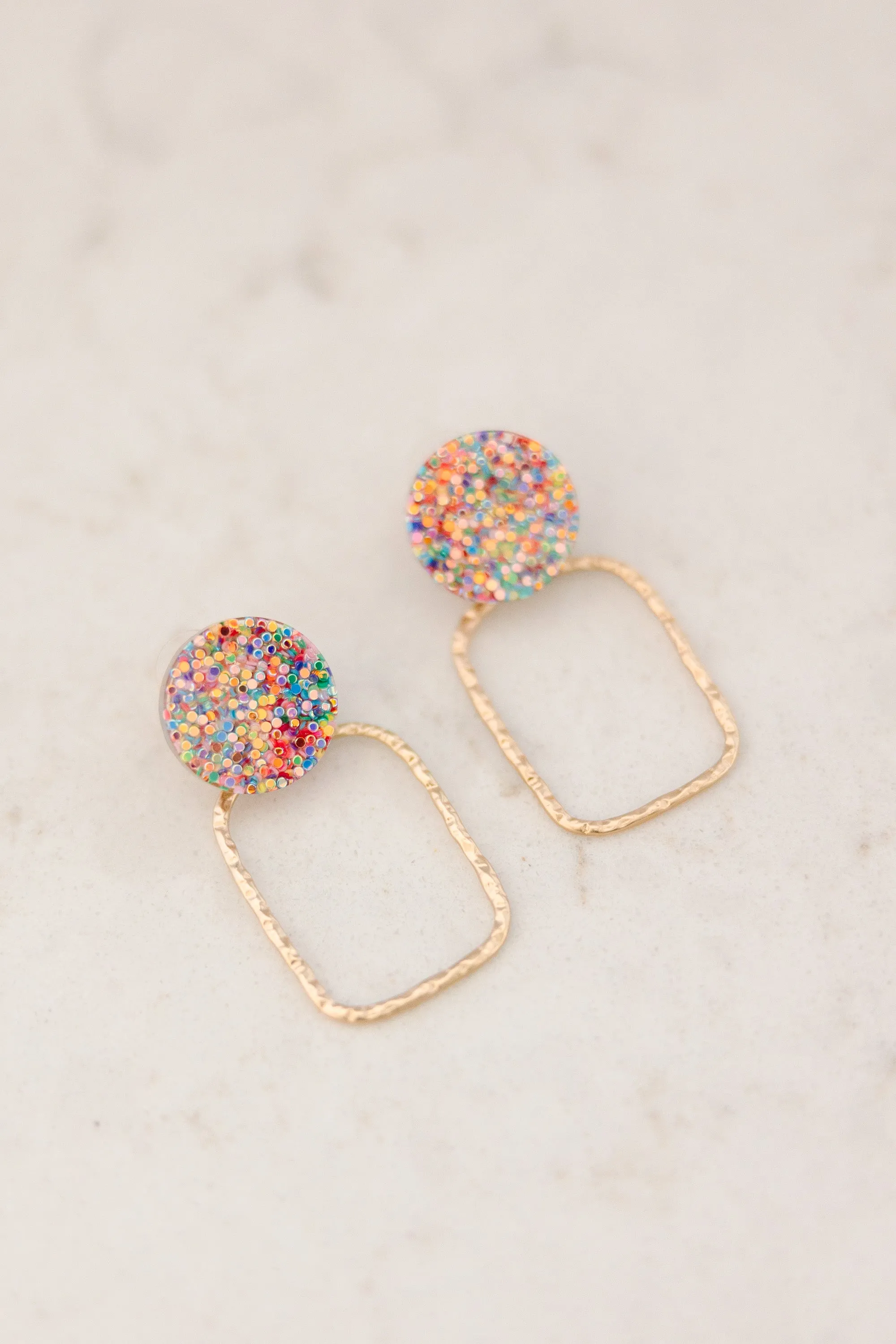 Join The Fun Gold Colorful Earrings