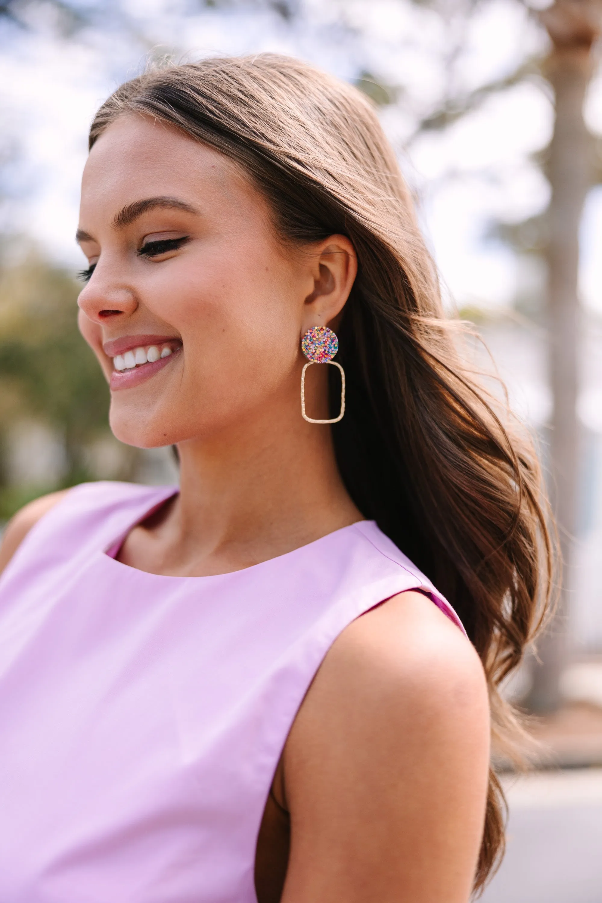 Join The Fun Gold Colorful Earrings