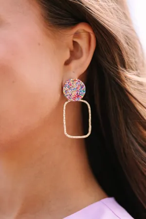 Join The Fun Gold Colorful Earrings