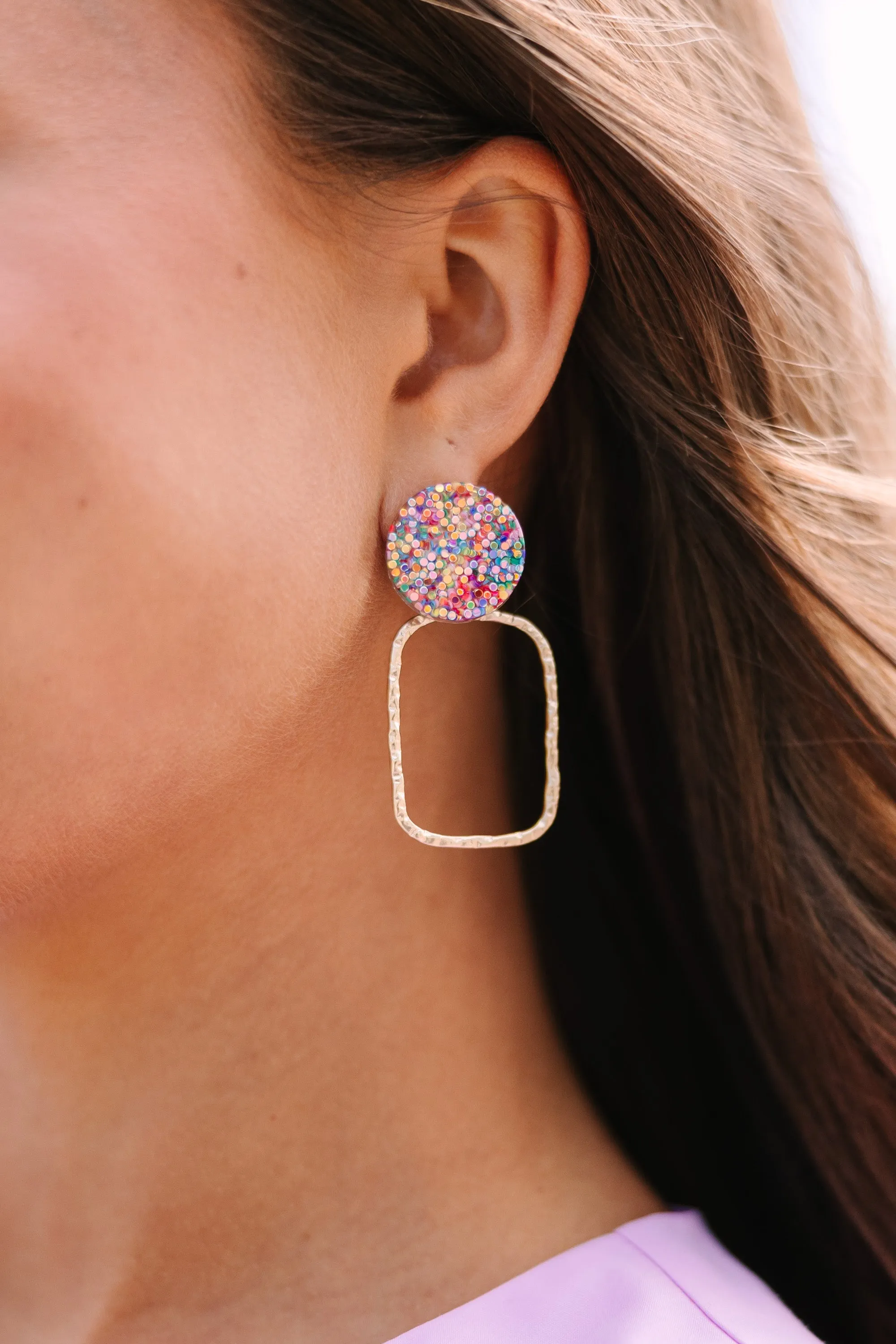 Join The Fun Gold Colorful Earrings