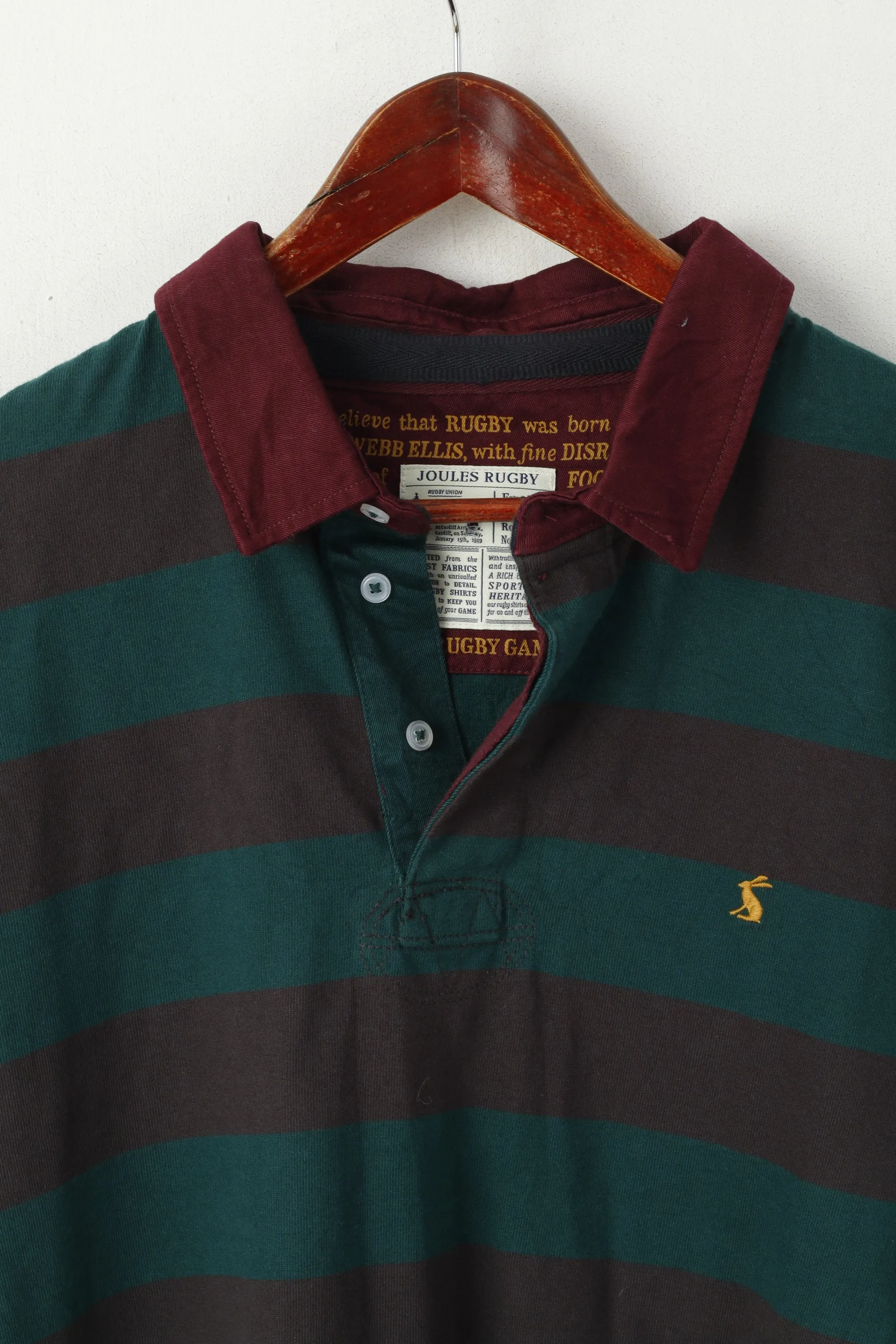 Joules Rugby Men XL Polo Shirt Navy Striped Cotton Lions v. Barbarians Long Sleeve Top