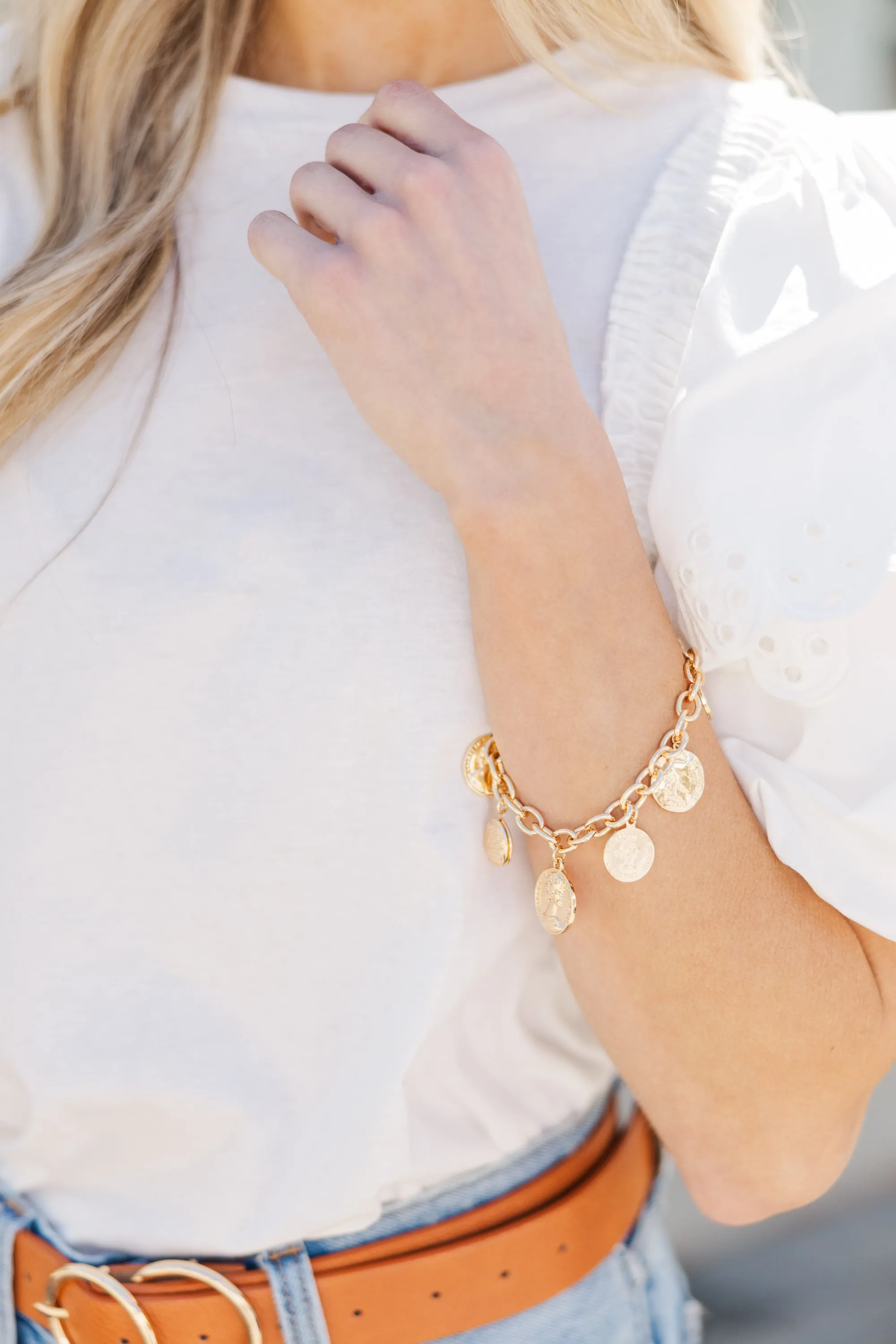 Just Makes Cents Gold Charm Bracelet