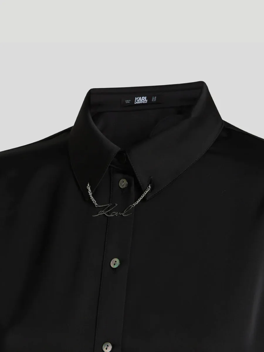 KARL SIGNATURE SATIN SHIRT DRESS