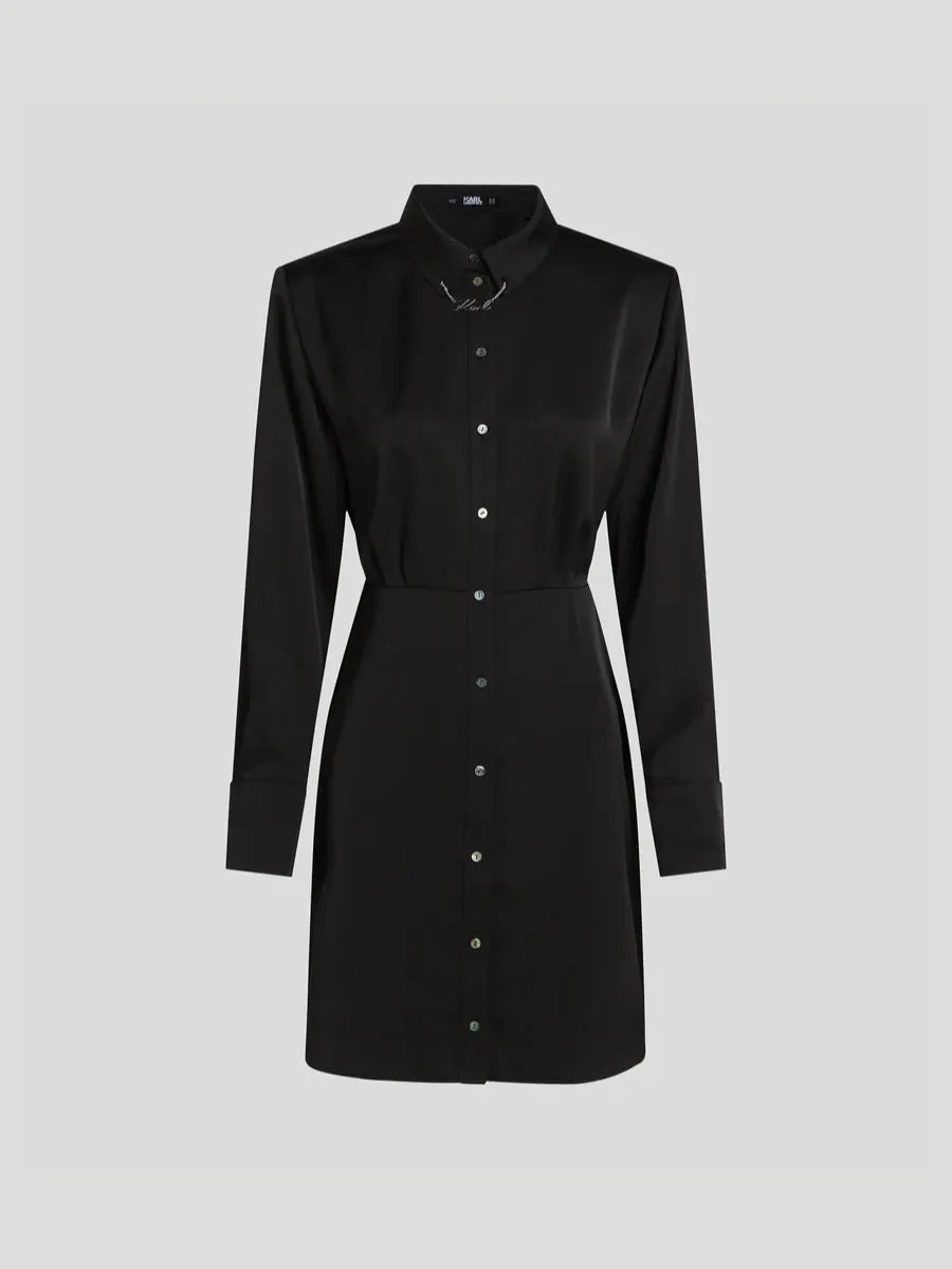 KARL SIGNATURE SATIN SHIRT DRESS
