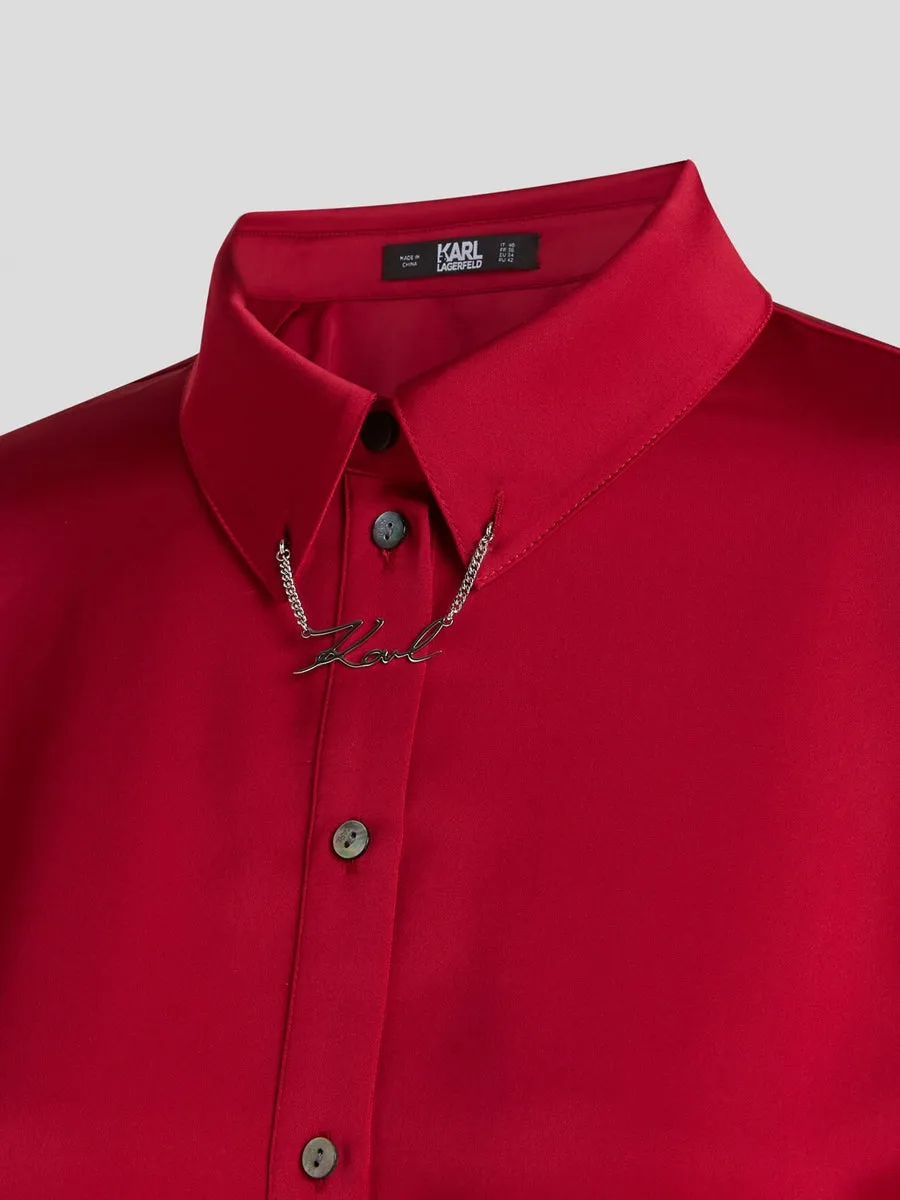 KARL SIGNATURE SATIN SHIRT DRESS