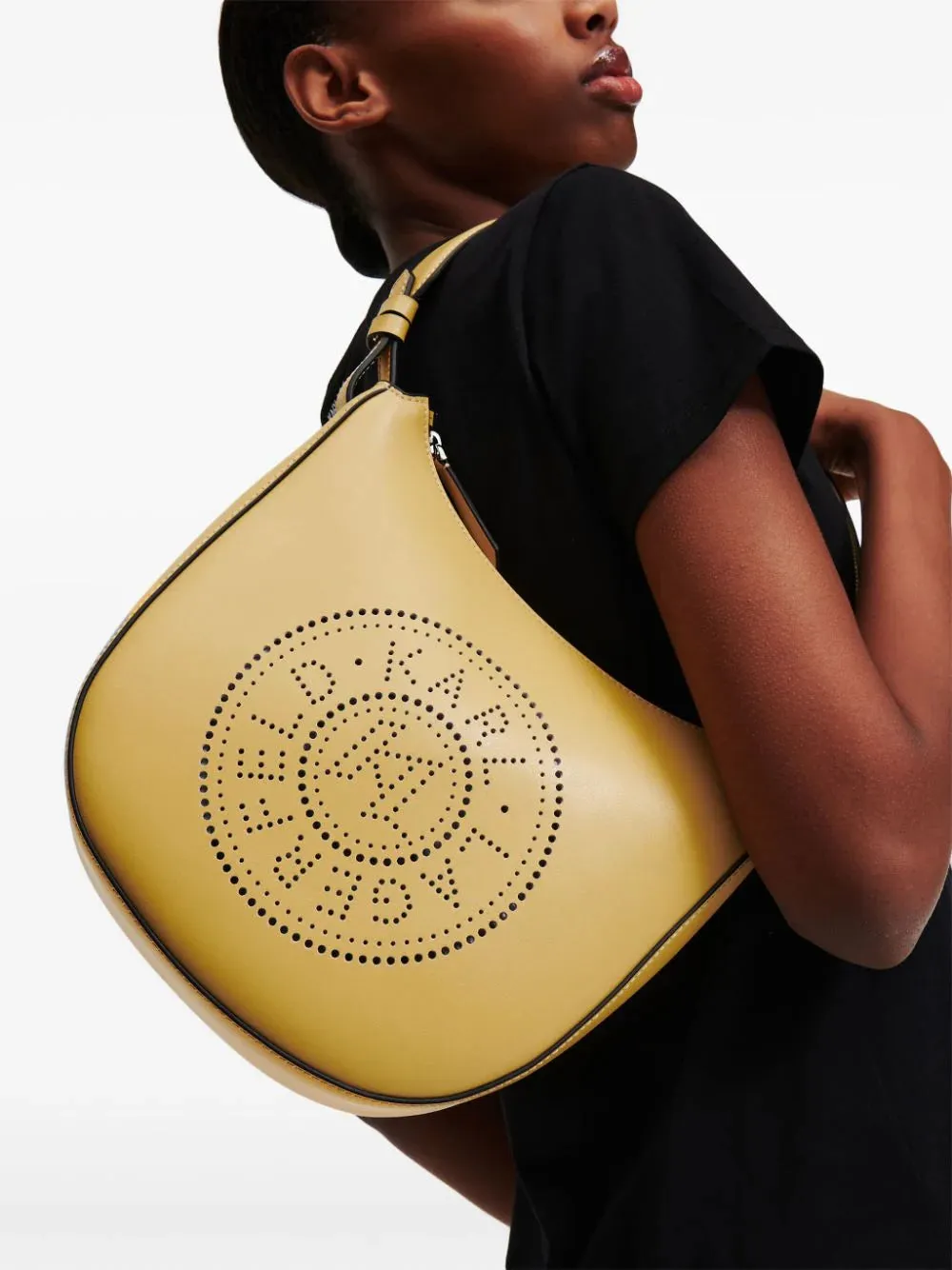 K/CIRCLE PERFORATED MOON SHOULDER BAG