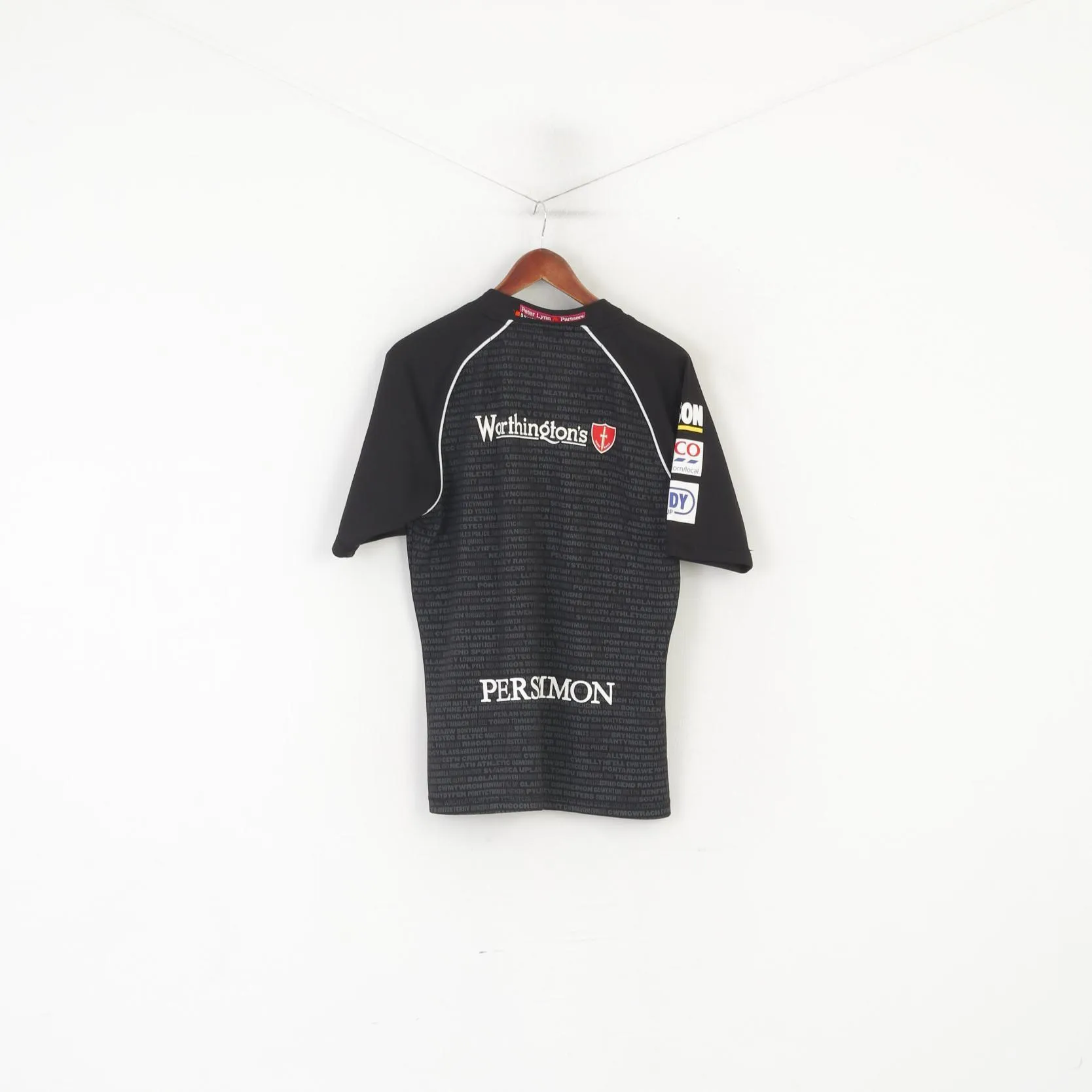 Kooga Ospreys Men SML Shirt Black Rugby Union Sportswear Jersey Top
