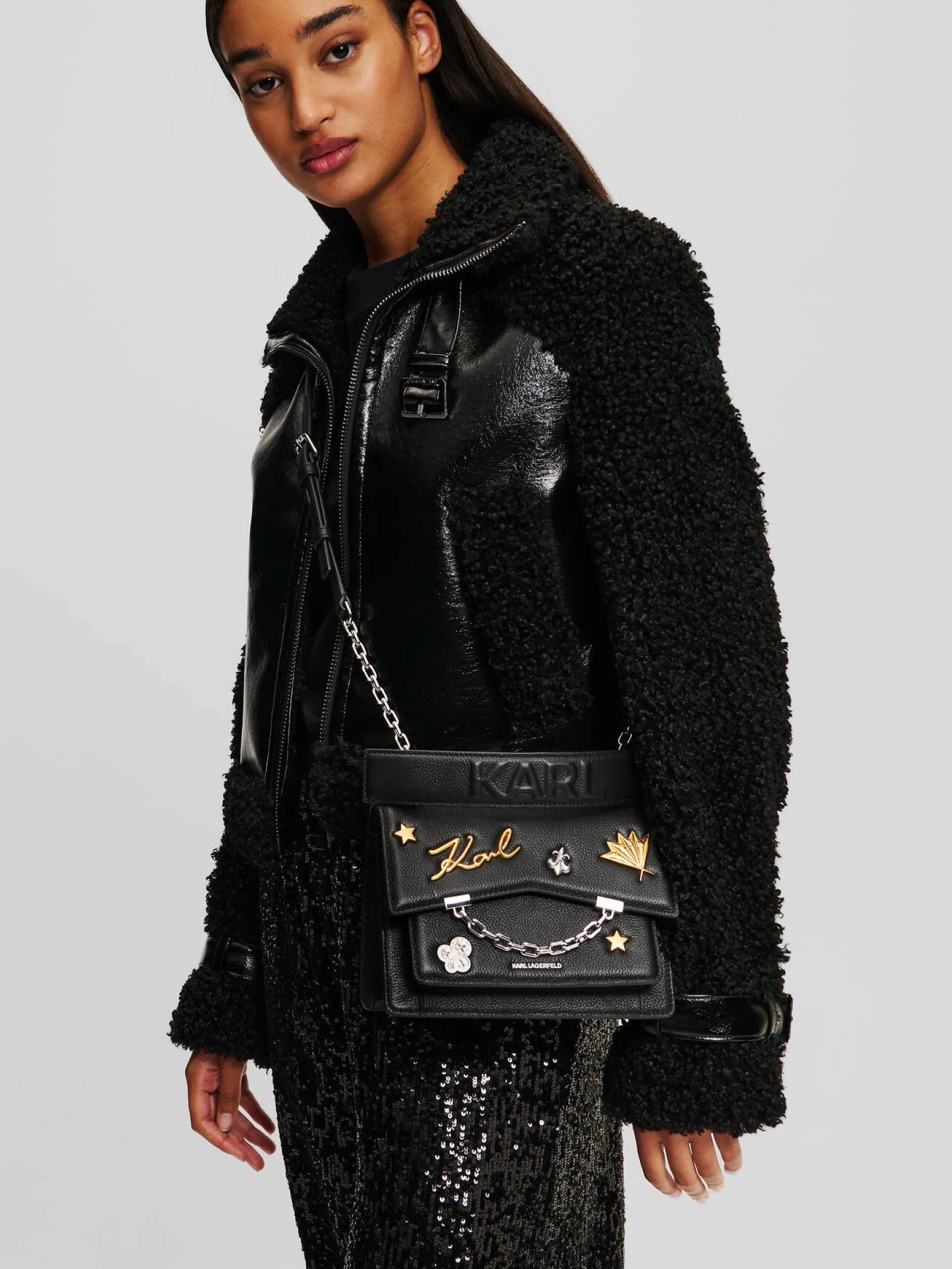 K/SEVEN GRAINY PINS SHOULDER BAG