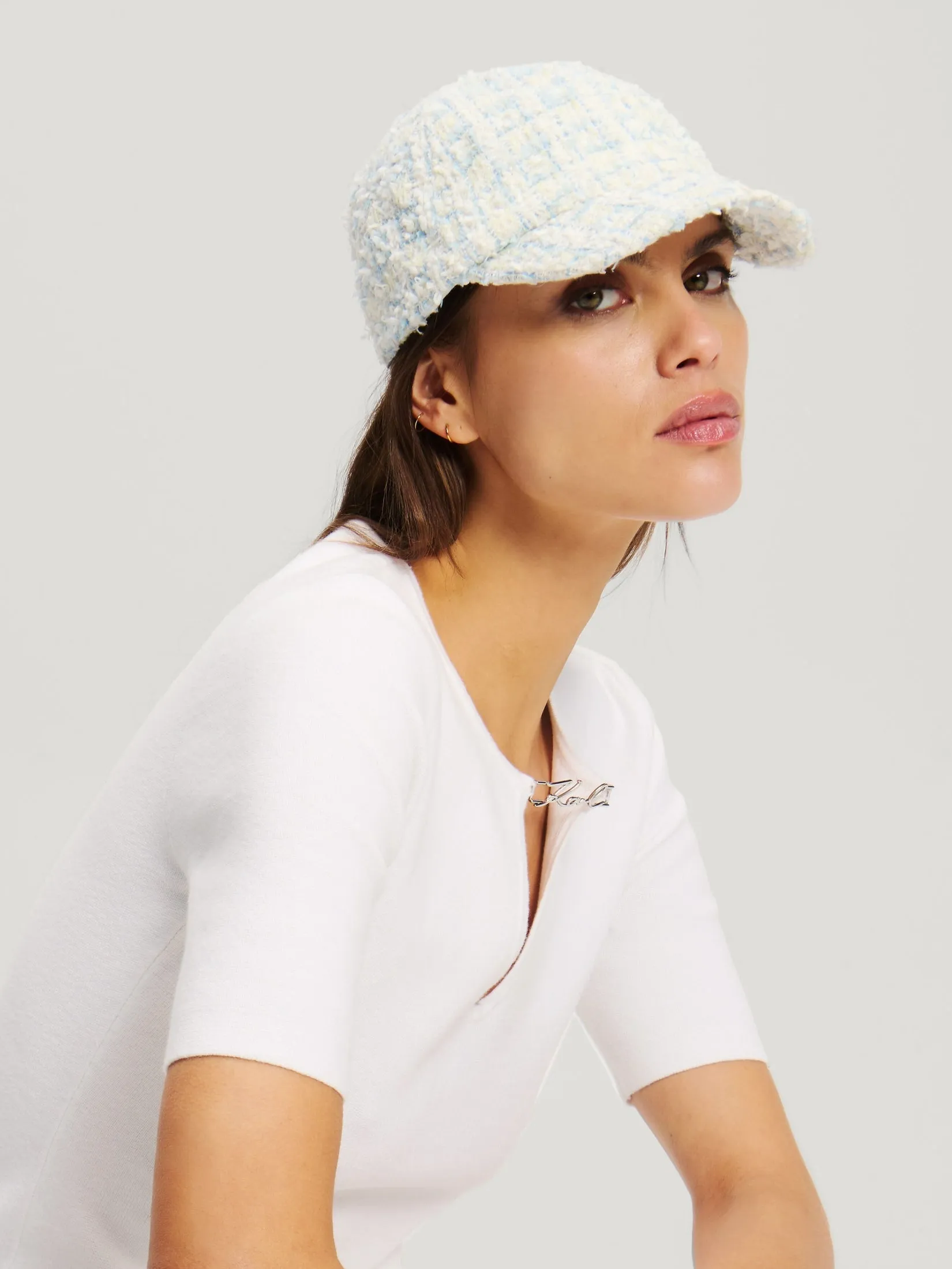 K/SIGNATURE BOUCL CAP BLUE WHITEA