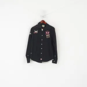 La Martina Men M Casual Shirt Black Cotton The Queen's Lancers Long Sleeve Top