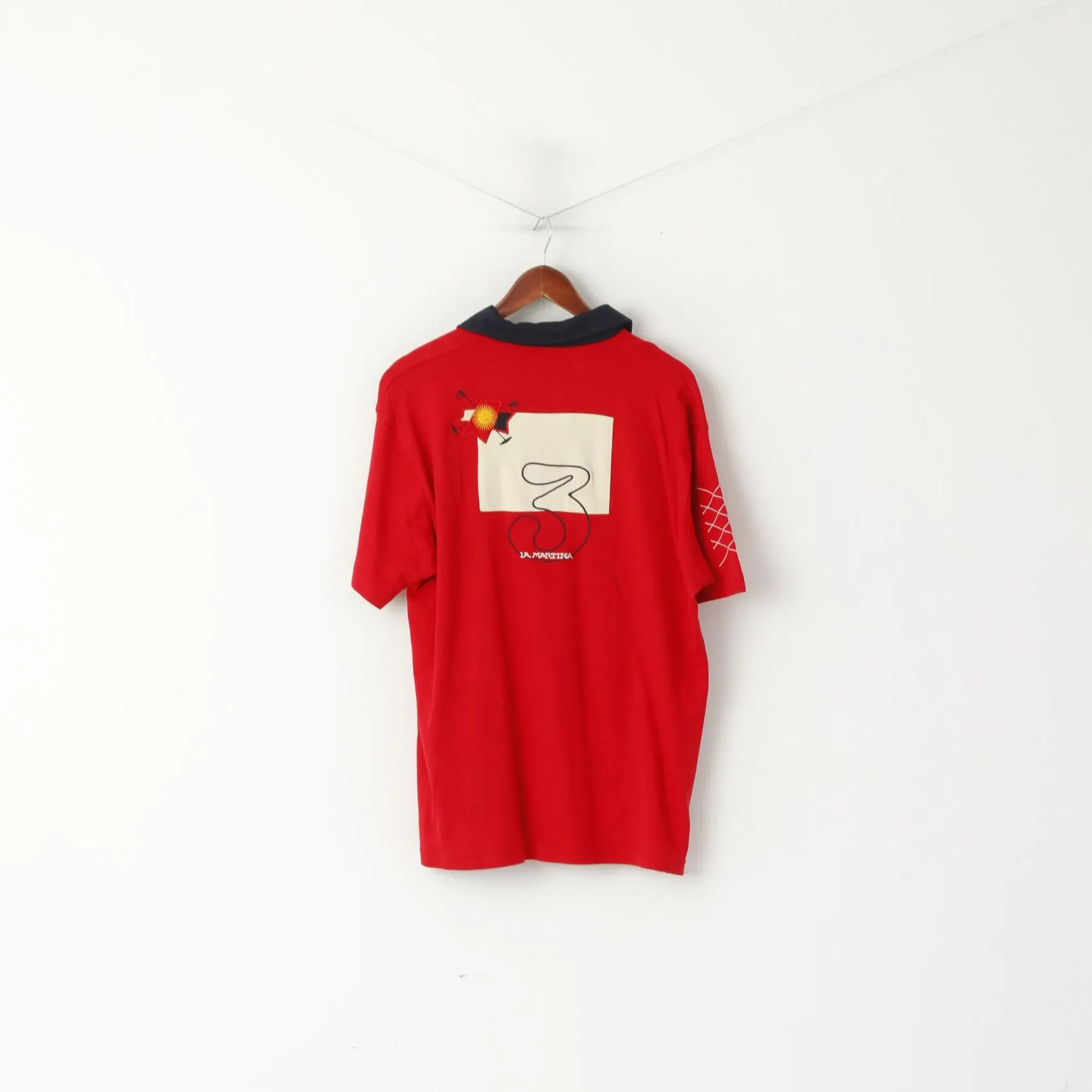 La Martina Men XXL Polo Shirt Red Cotton Polo Argentino #3 Short Sleeve Top