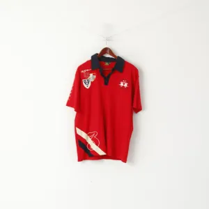 La Martina Men XXL Polo Shirt Red Cotton Polo Argentino #3 Short Sleeve Top