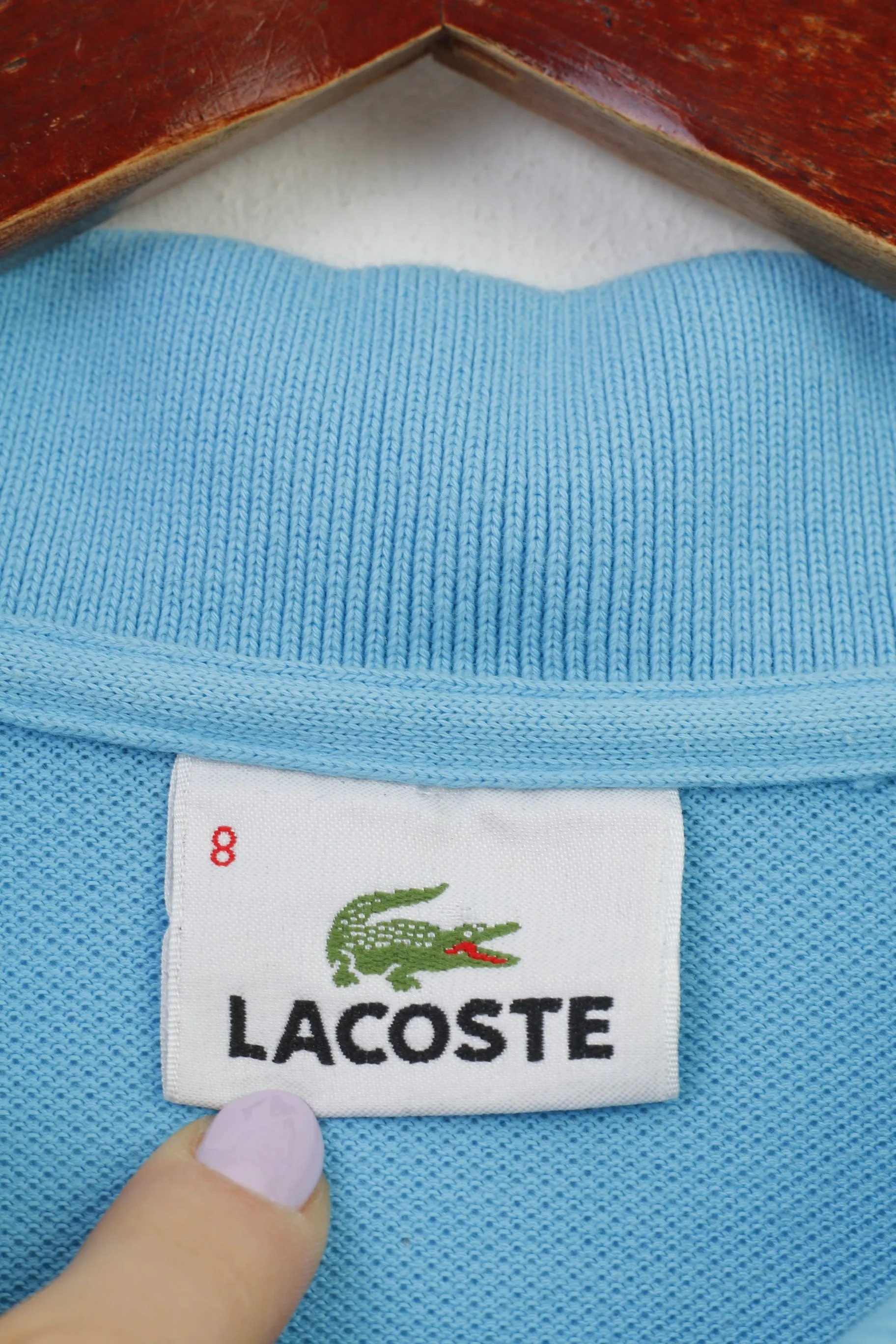 Lacoste Men 8 XL Polo Shirt Blue Short Sleeve Collar Cotton Vintage Top
