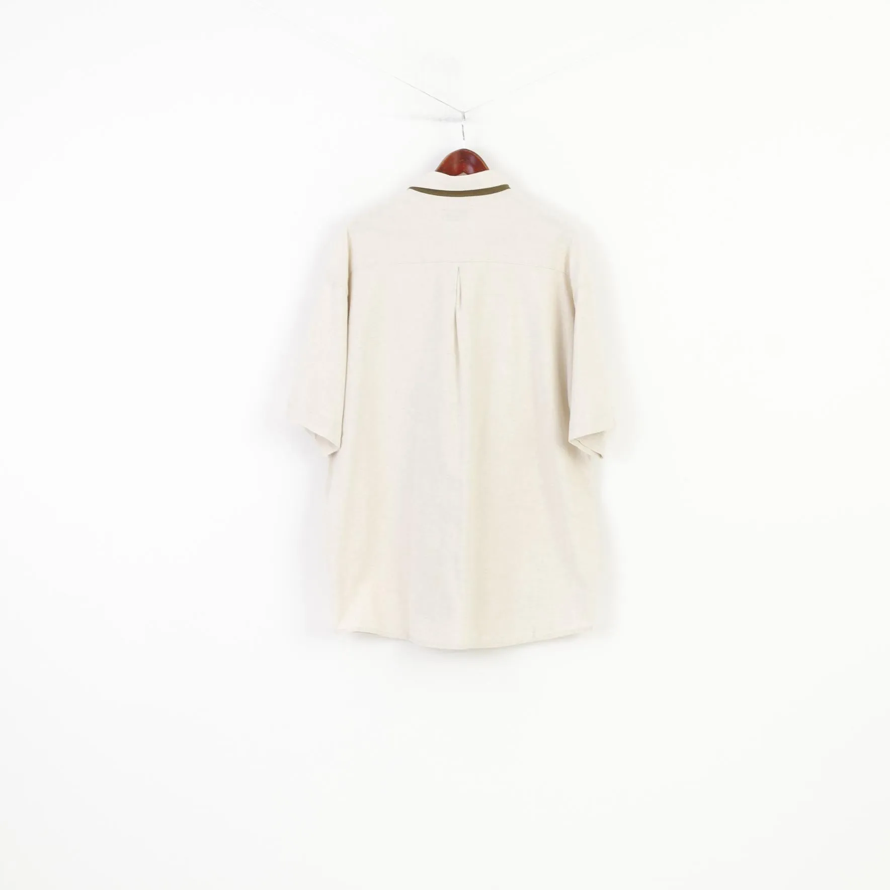 Landhaus Mode Men XXL Casual Shirt Cream Linen Trachten Short Sleeve Vintage  Country Top