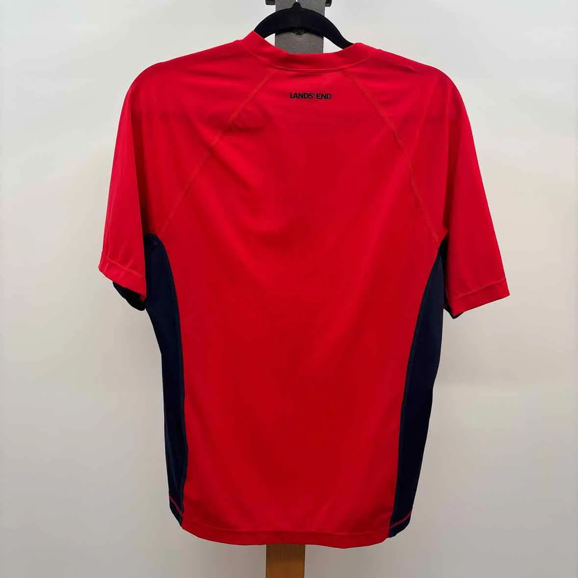Lands End Men's Size M Red Solid Short Sleeve Shirt
