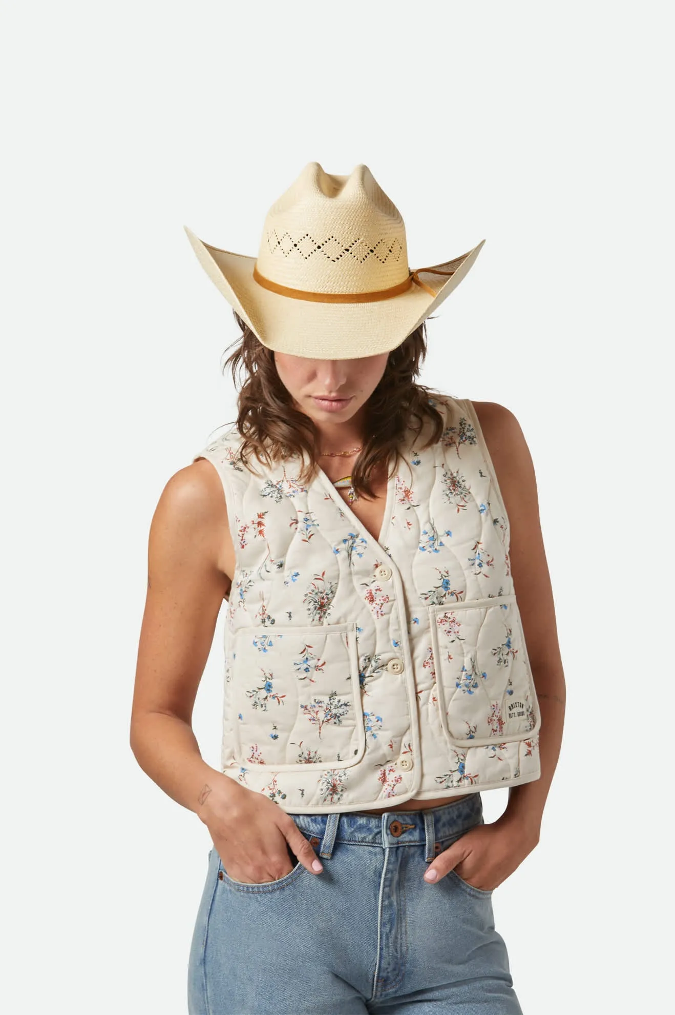 Laredo Panama Straw Cowboy Hat - Catalina Sand Brixton