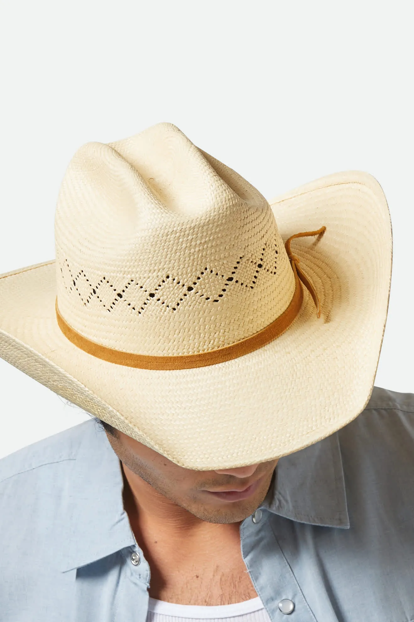 Laredo Panama Straw Cowboy Hat - Catalina Sand Brixton