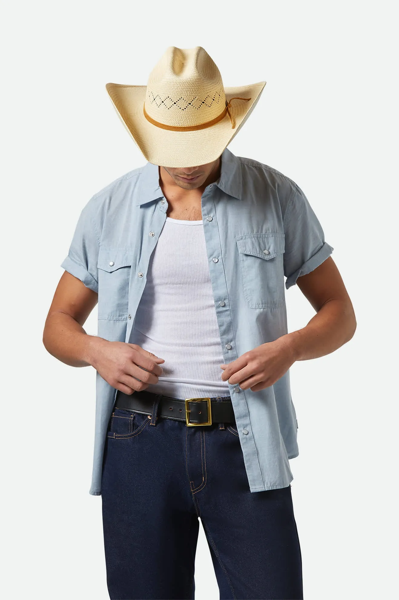 Laredo Panama Straw Cowboy Hat - Catalina Sand Brixton