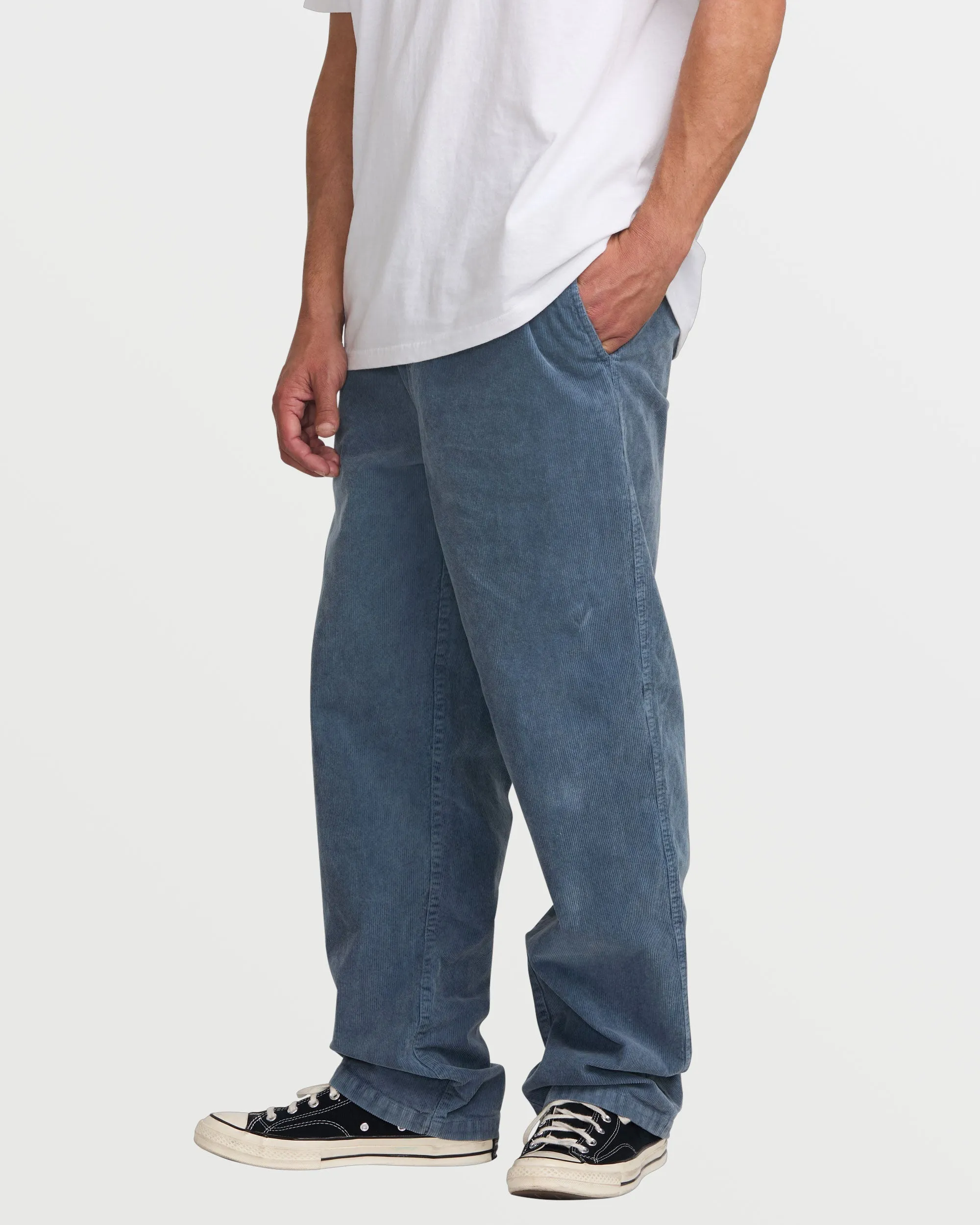 Larry Elastic Waist Corduroy Pants - Slate Blue Billabong