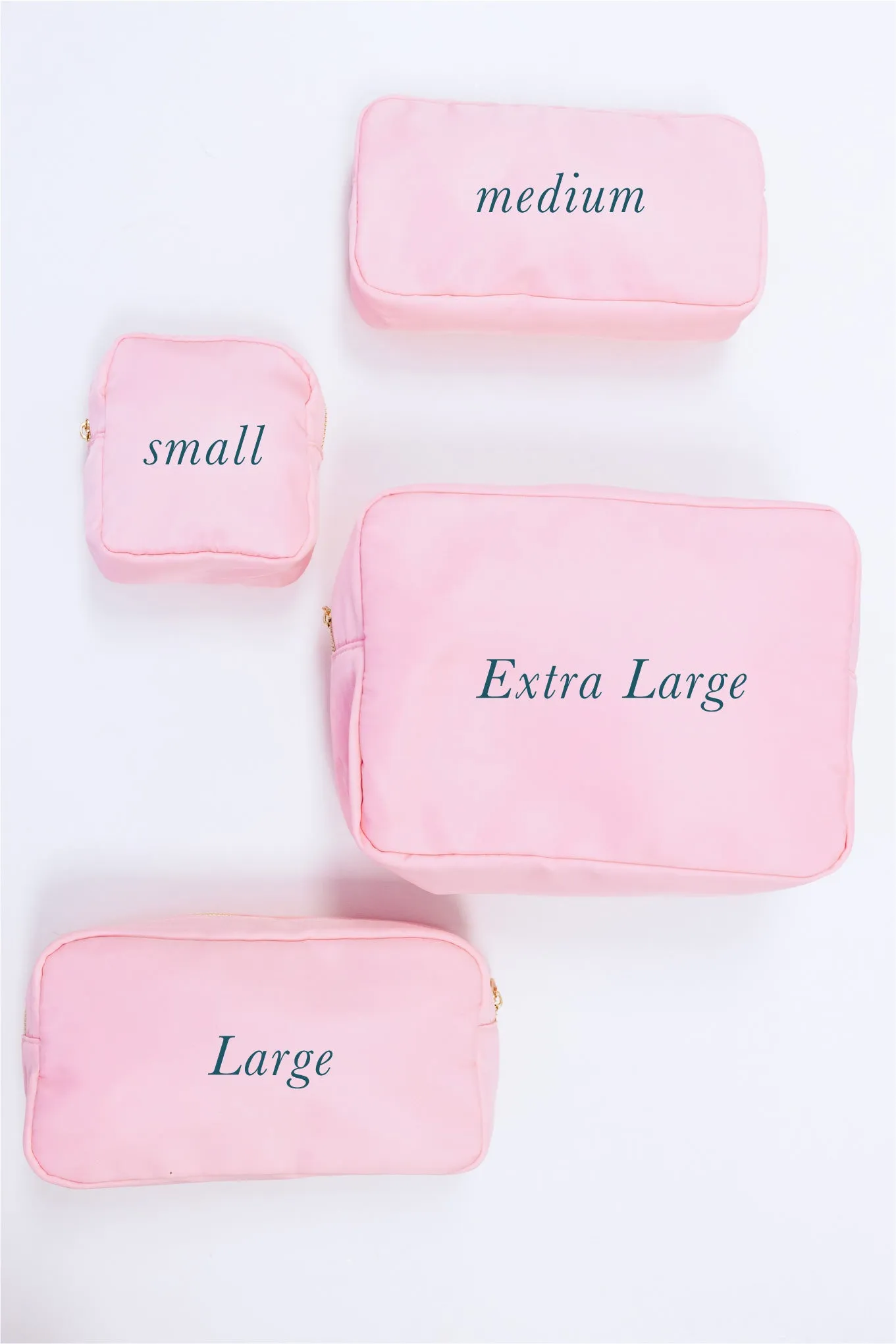 Let's Get Going Baby Pink Varsity Cosmetic Bag, Small