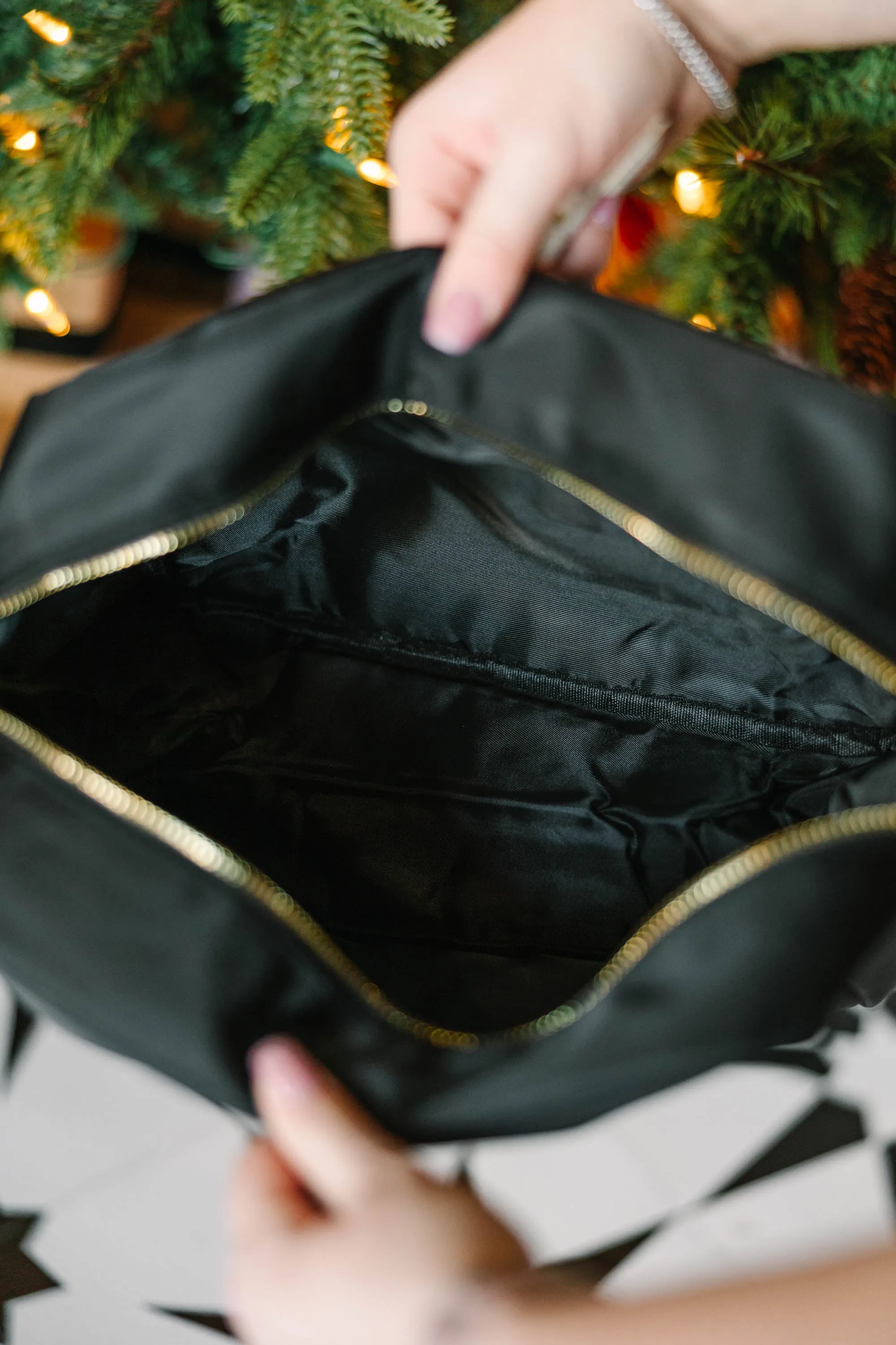 Let's Get Going Black Varsity Cosmetic Bag, X-Large