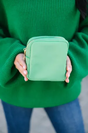 Let's Get Going Kelly Green Varsity Cosmetic Bag, Small