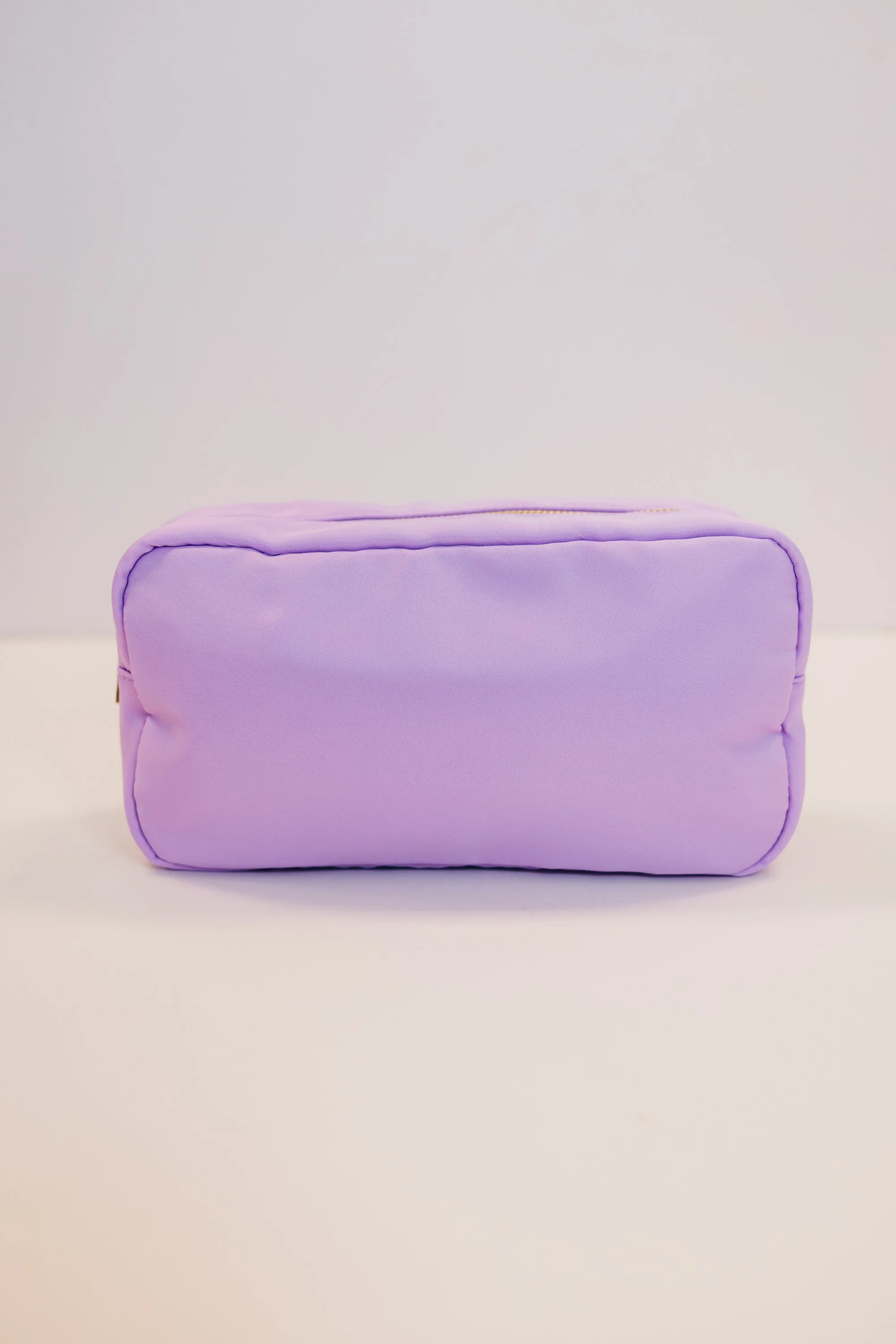 Let's Get Going Lilac Varsity Cosmetic Bag, Large