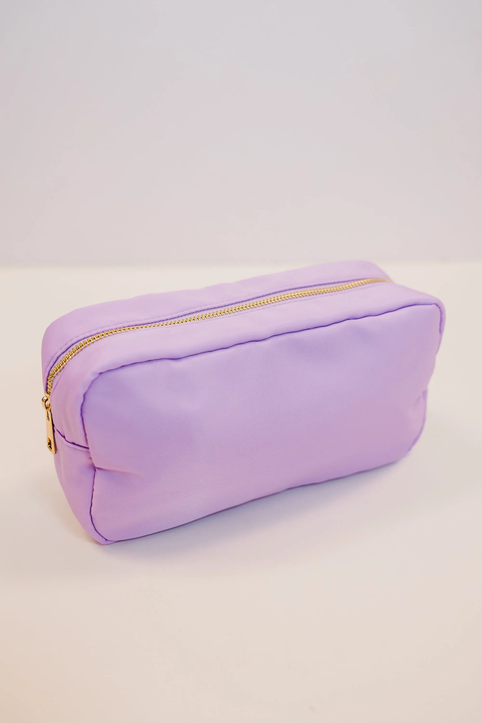 Let's Get Going Lilac Varsity Cosmetic Bag, Large